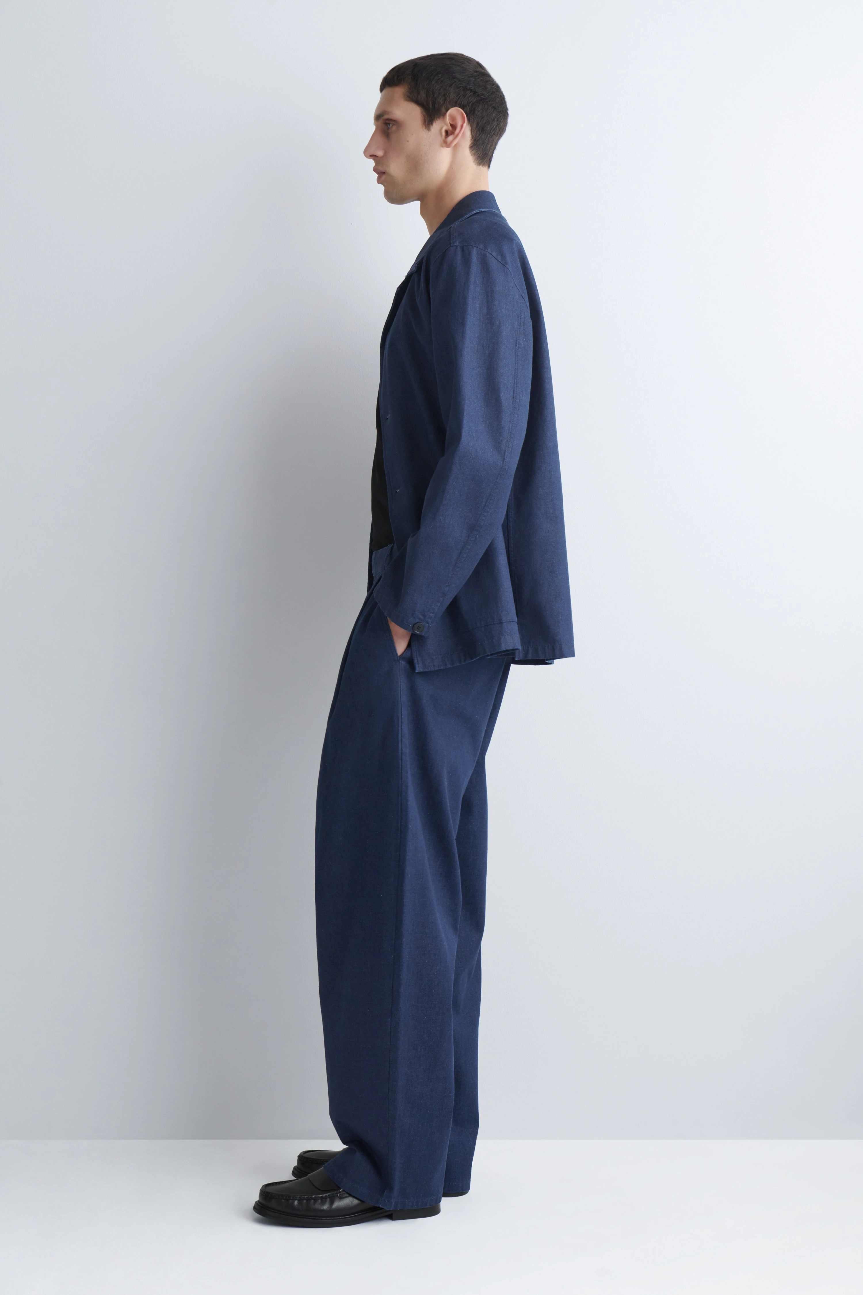 BELTED DENIM RELAXED-FIT BARREL-LEG TROUSERS - 4