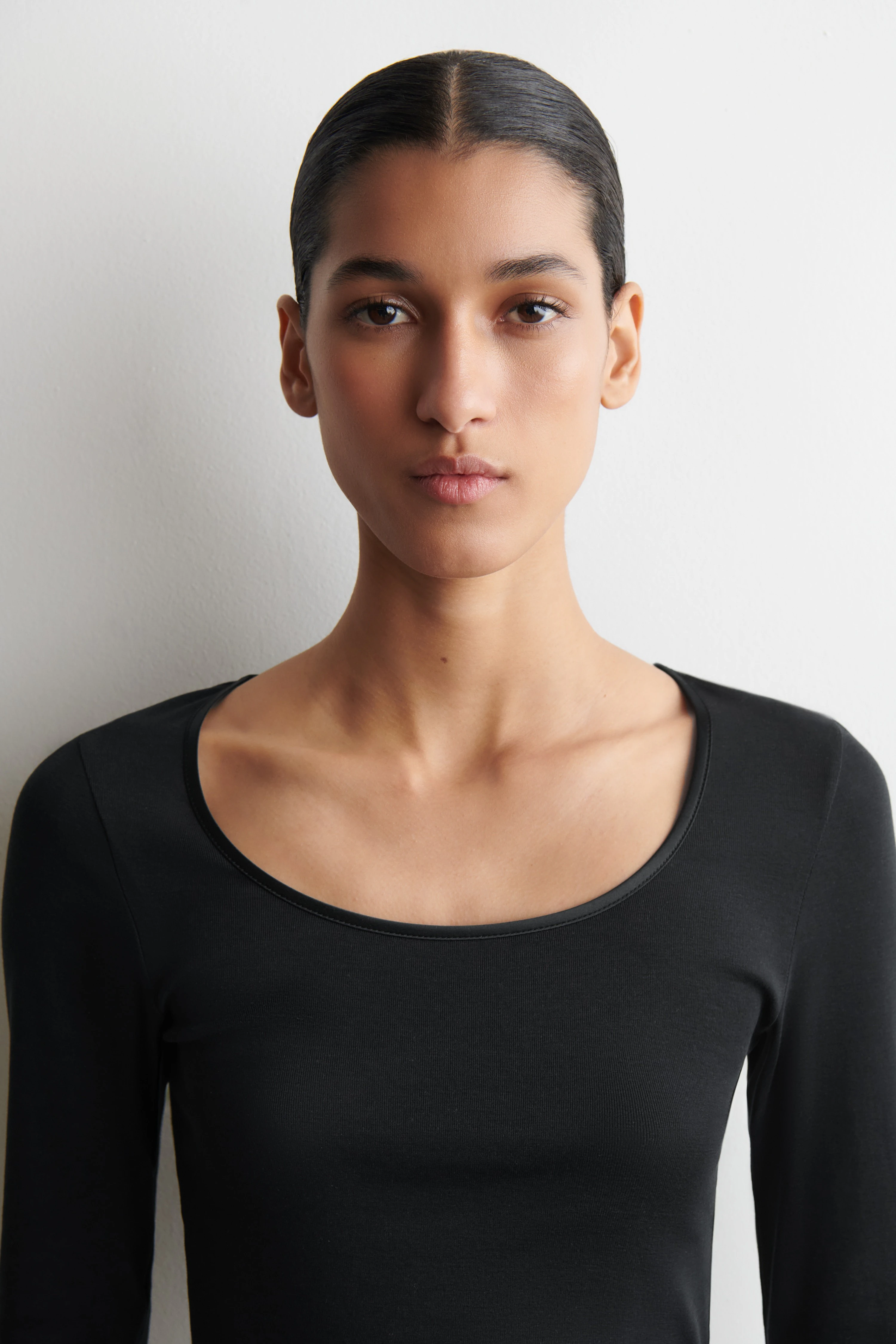 SATIN-TRIMMED COTTON-JERSEY LONG-SLEEVED TOP - 5