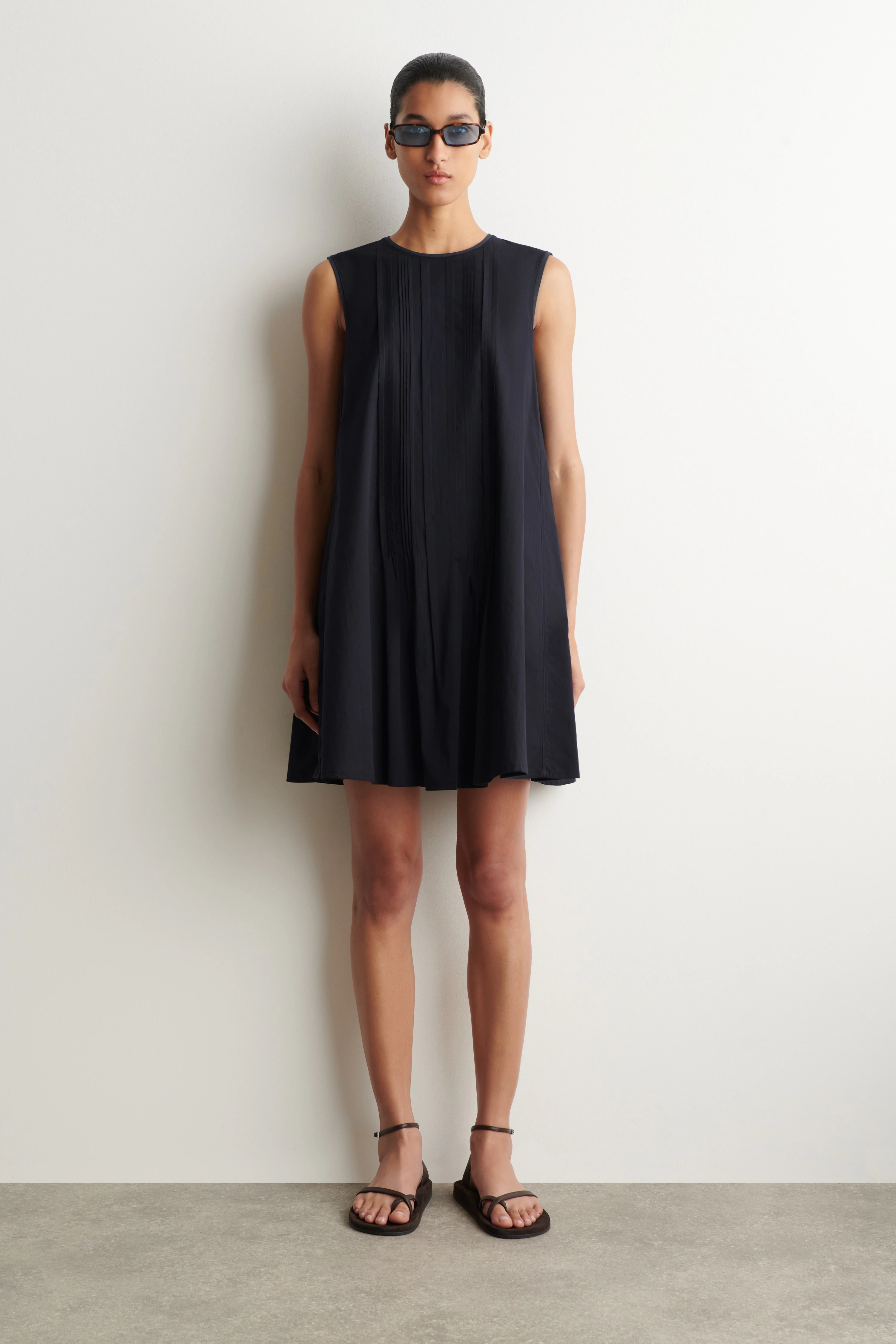 LAYERED PINTUCKED MINI DRESS - 1