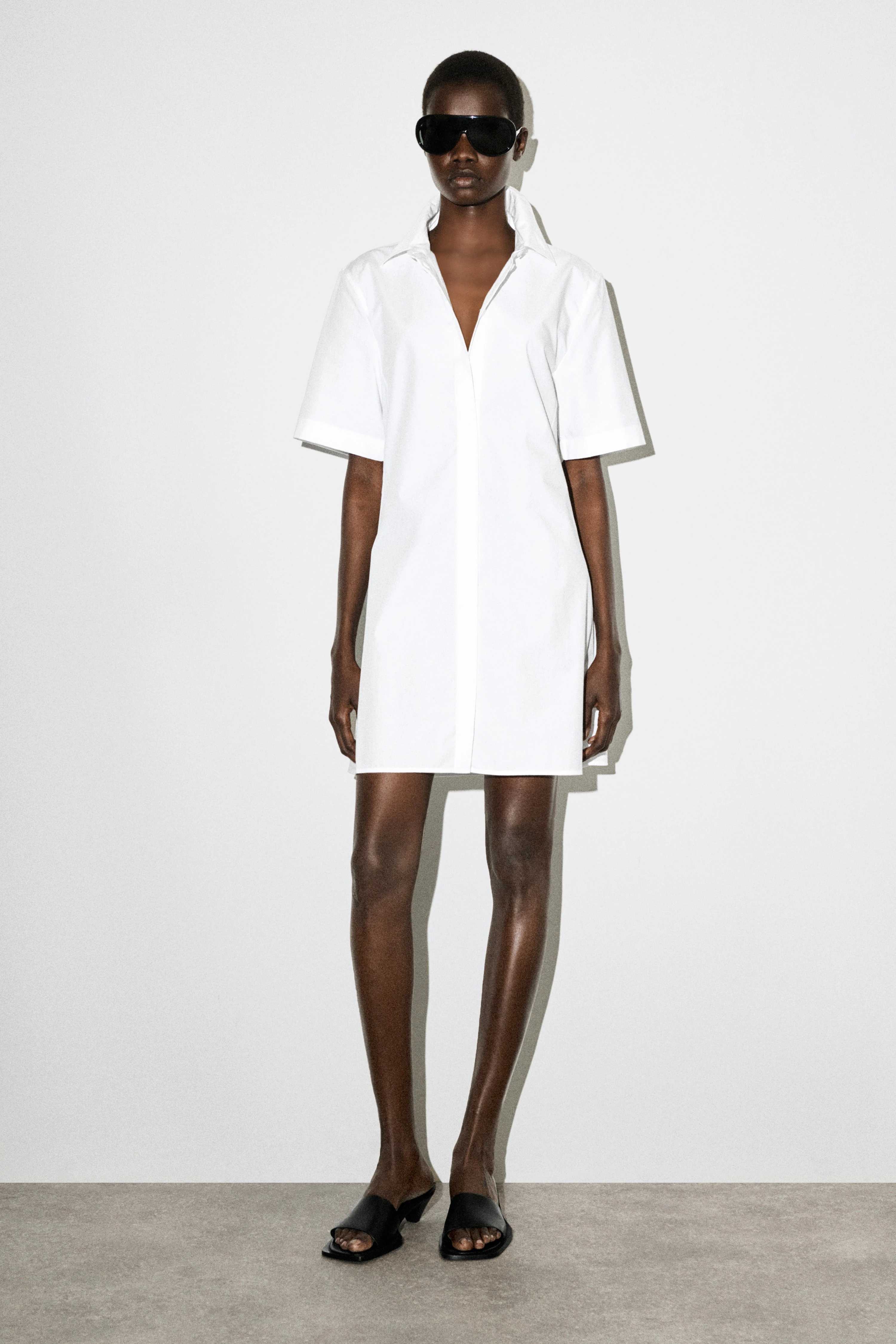CLASSIC COTTON MINI SHIRT DRESS - 1