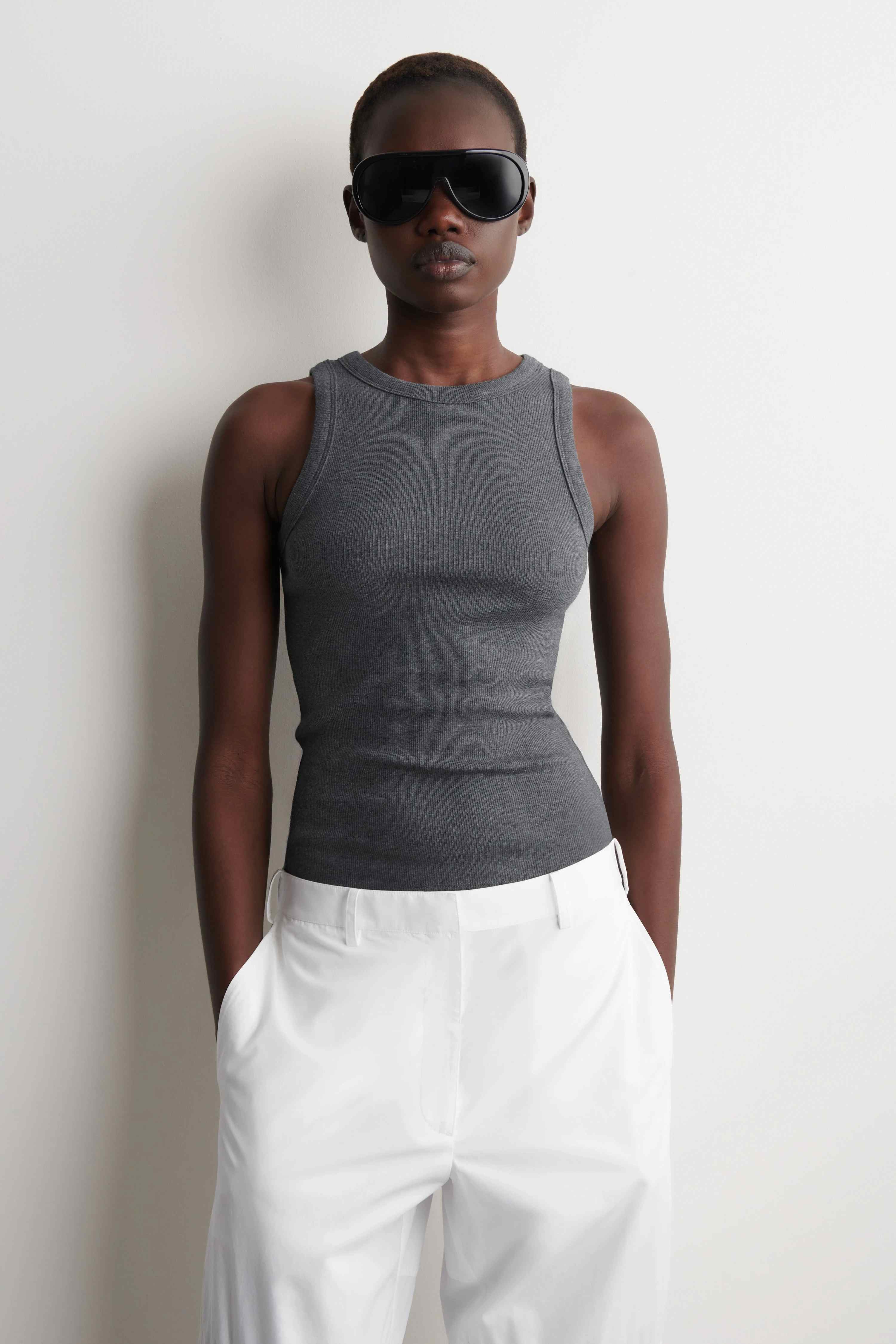 RIBBED COTTON TANK TOP - 1