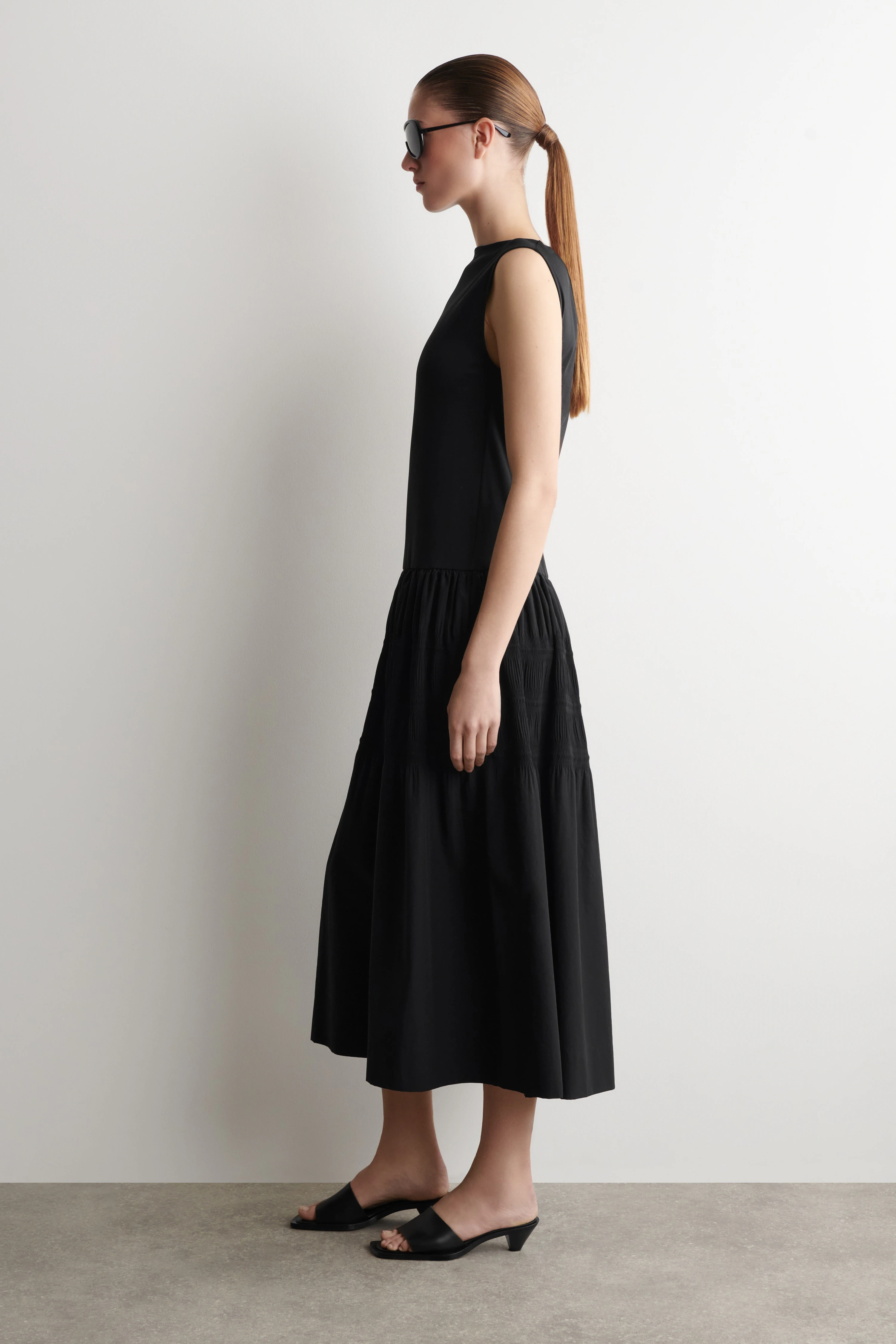 TIERED GATHERED MIDI DRESS - 3