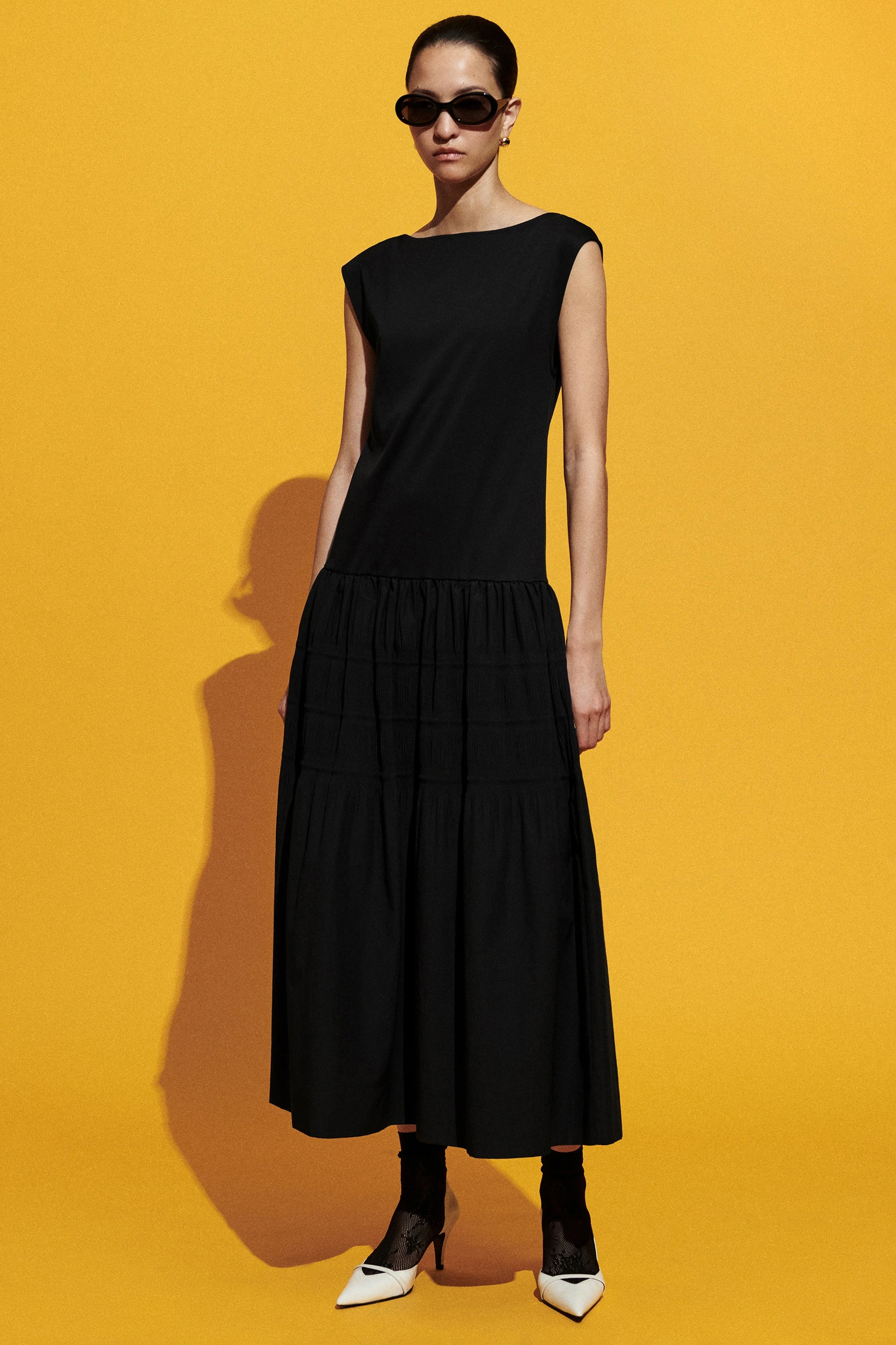 TIERED GATHERED MIDI DRESS - 8