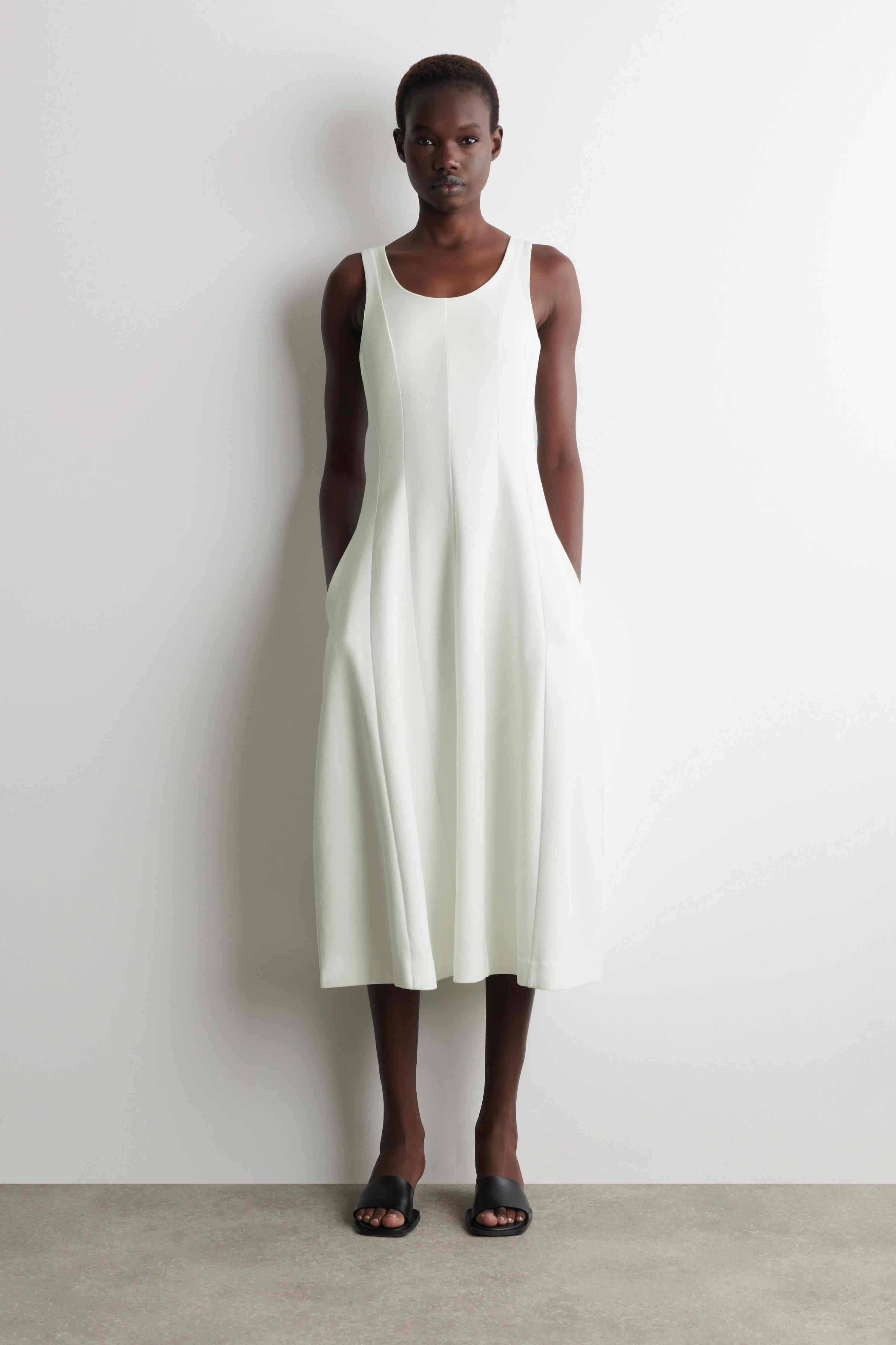 SCULPTED COTTON MIDI DRESS - 1