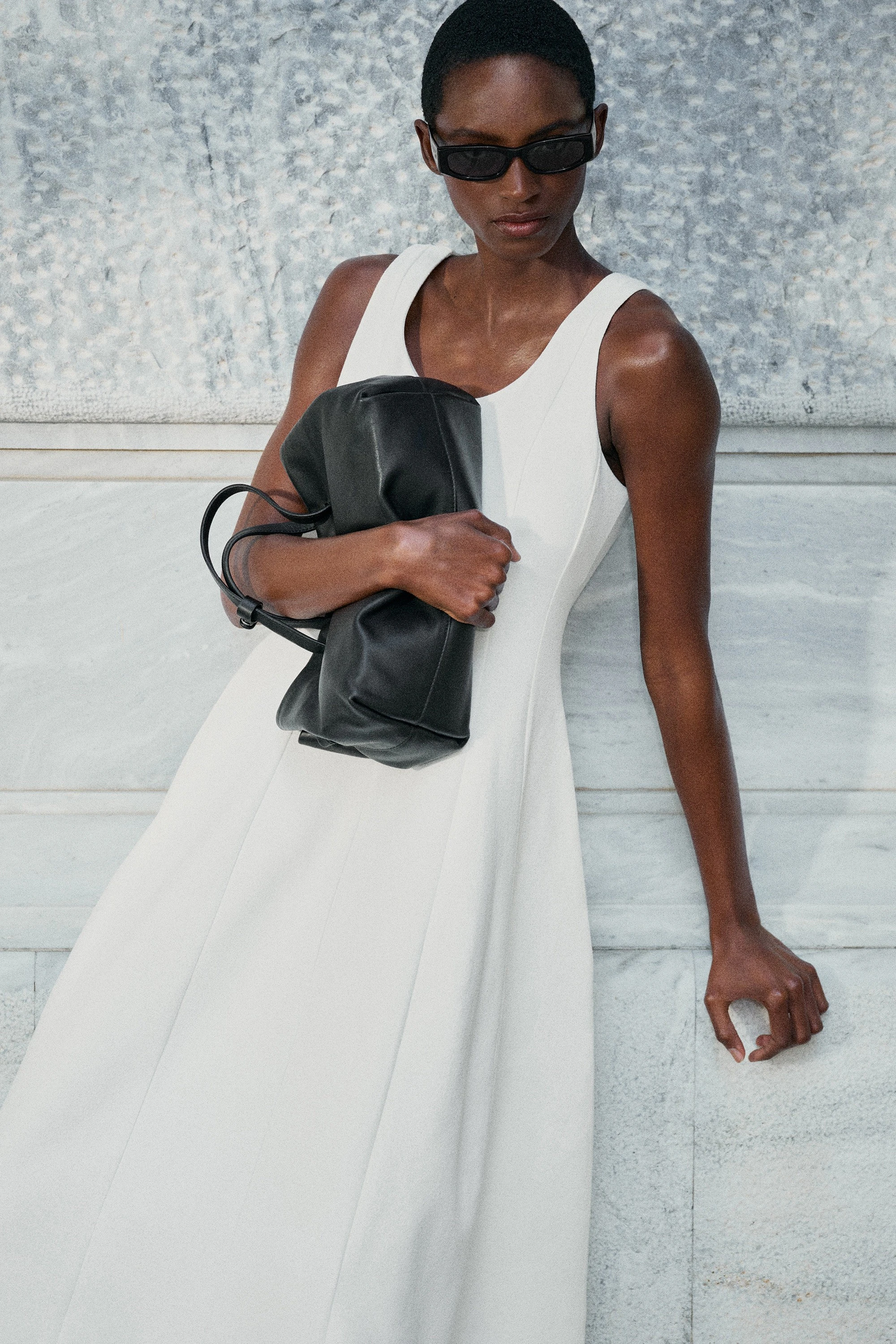 SCULPTED COTTON MIDI DRESS - 7