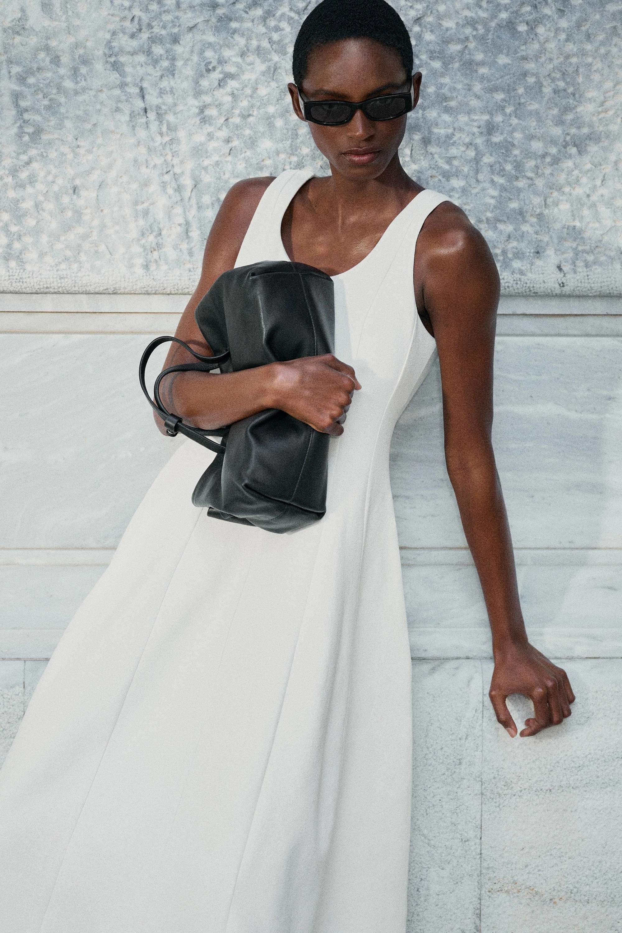 SCULPTED COTTON MIDI DRESS - 7