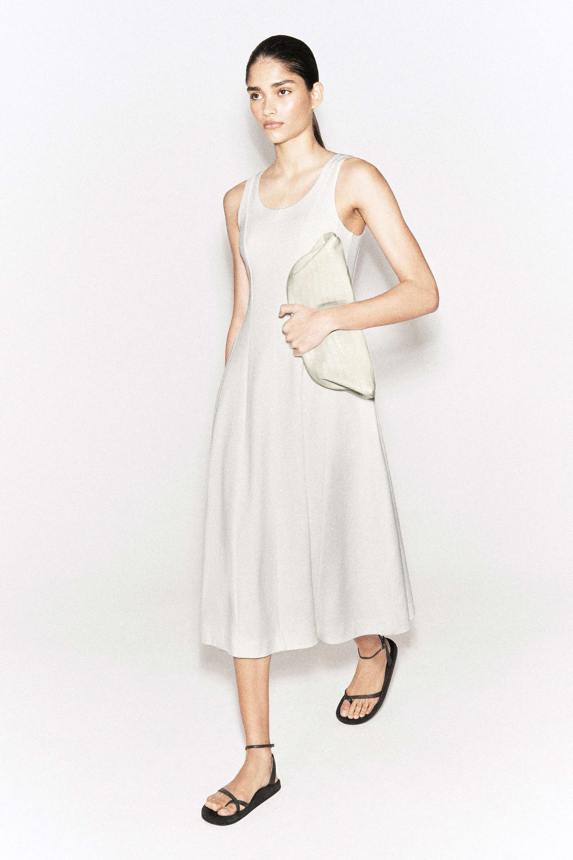 SCULPTED COTTON MIDI DRESS - 9