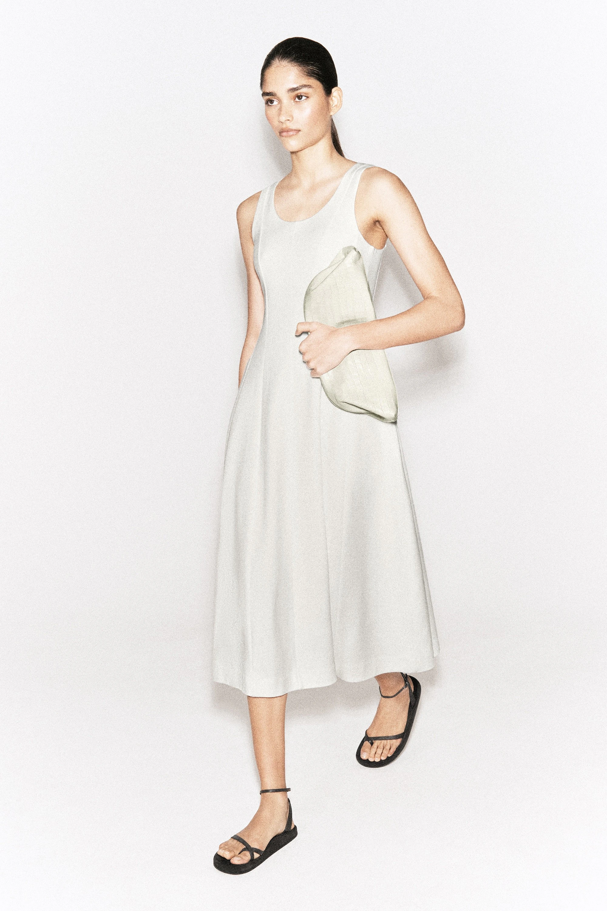 SCULPTED COTTON MIDI DRESS - 9