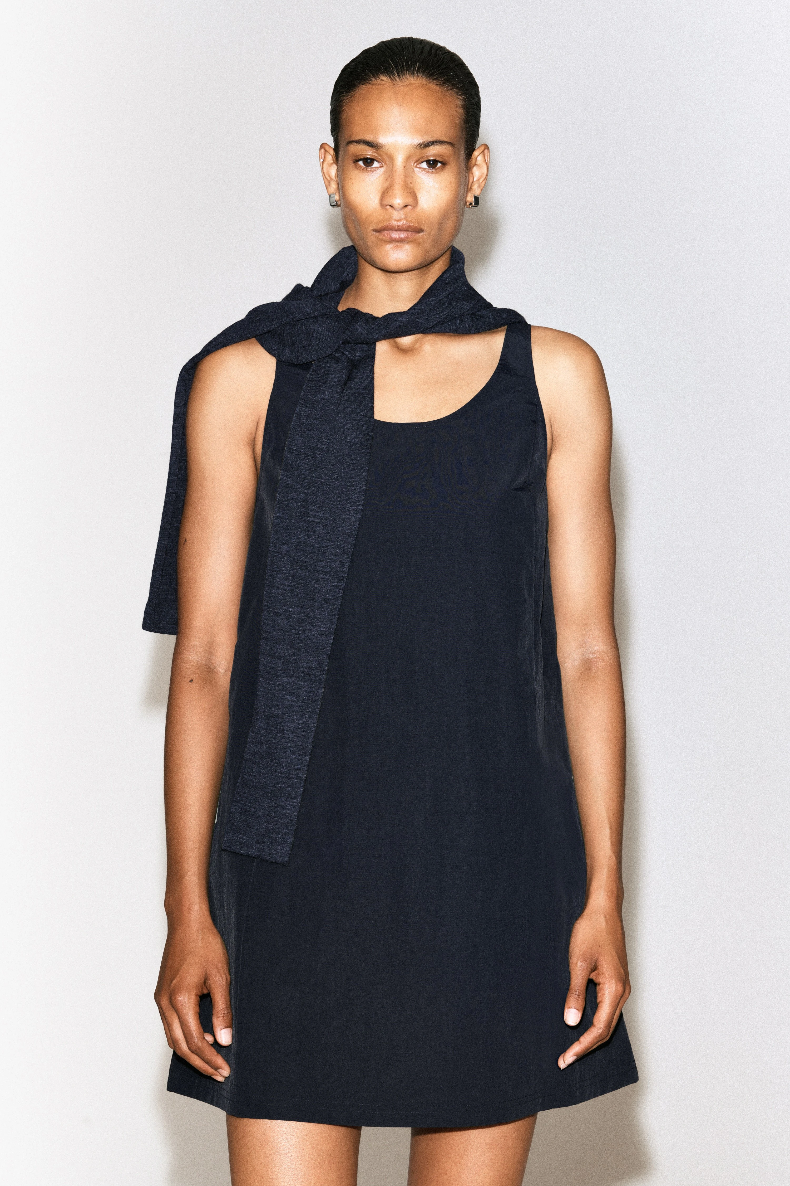 JERSEY-PANELLED NYLON MINI DRESS - 5