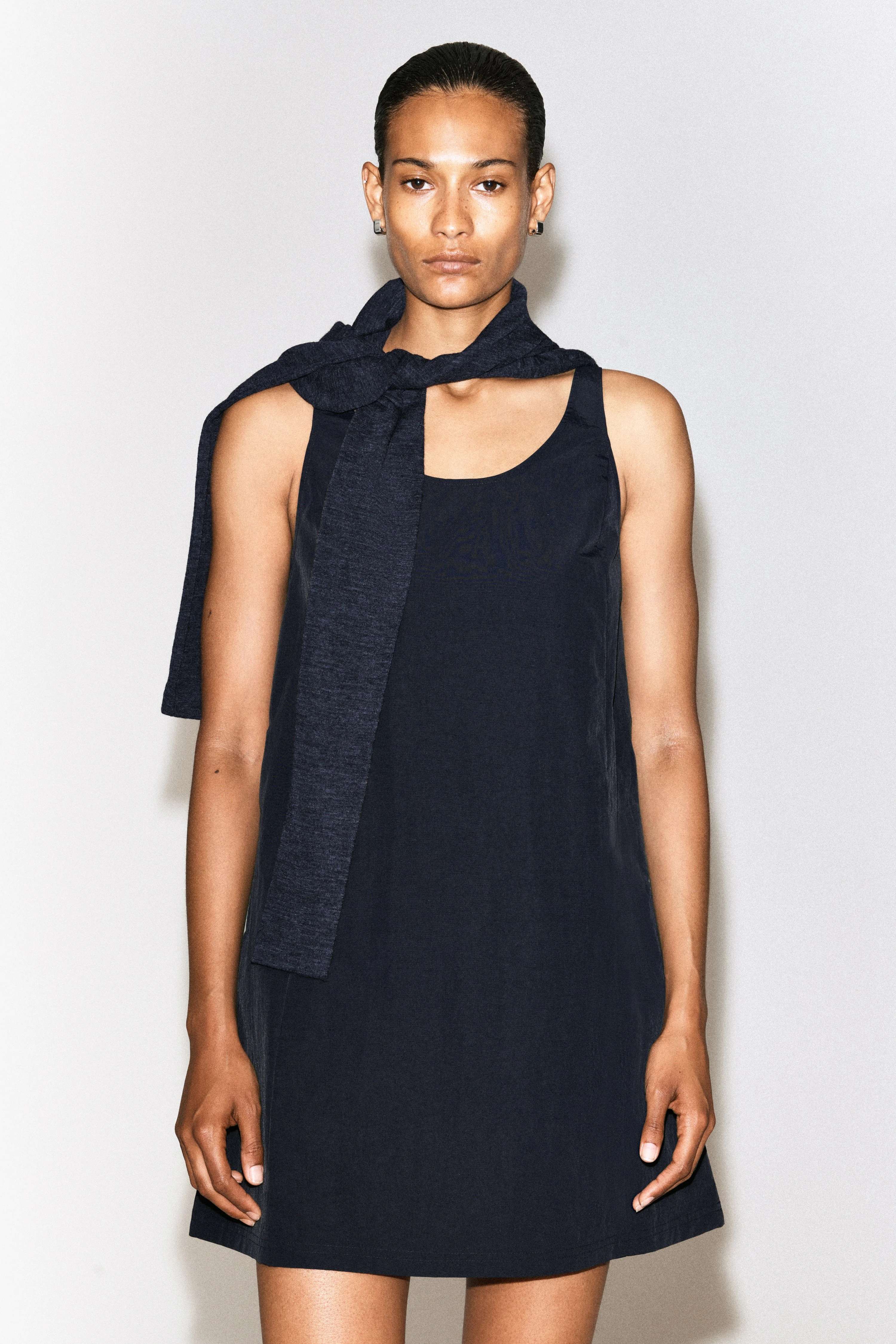 JERSEY-PANELLED NYLON MINI DRESS - 5