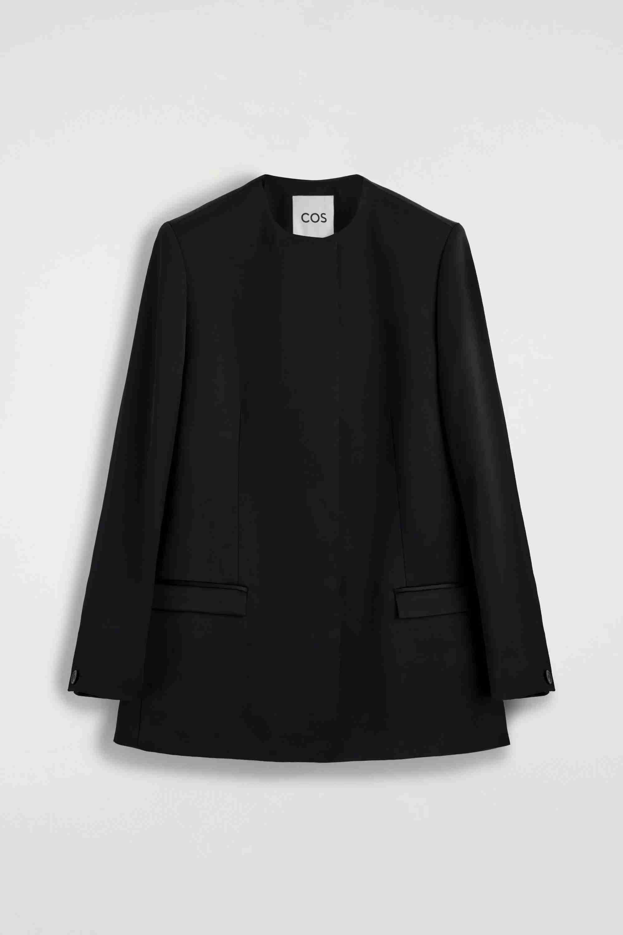 STRUCTURED COLLARLESS SATIN BLAZER - 6