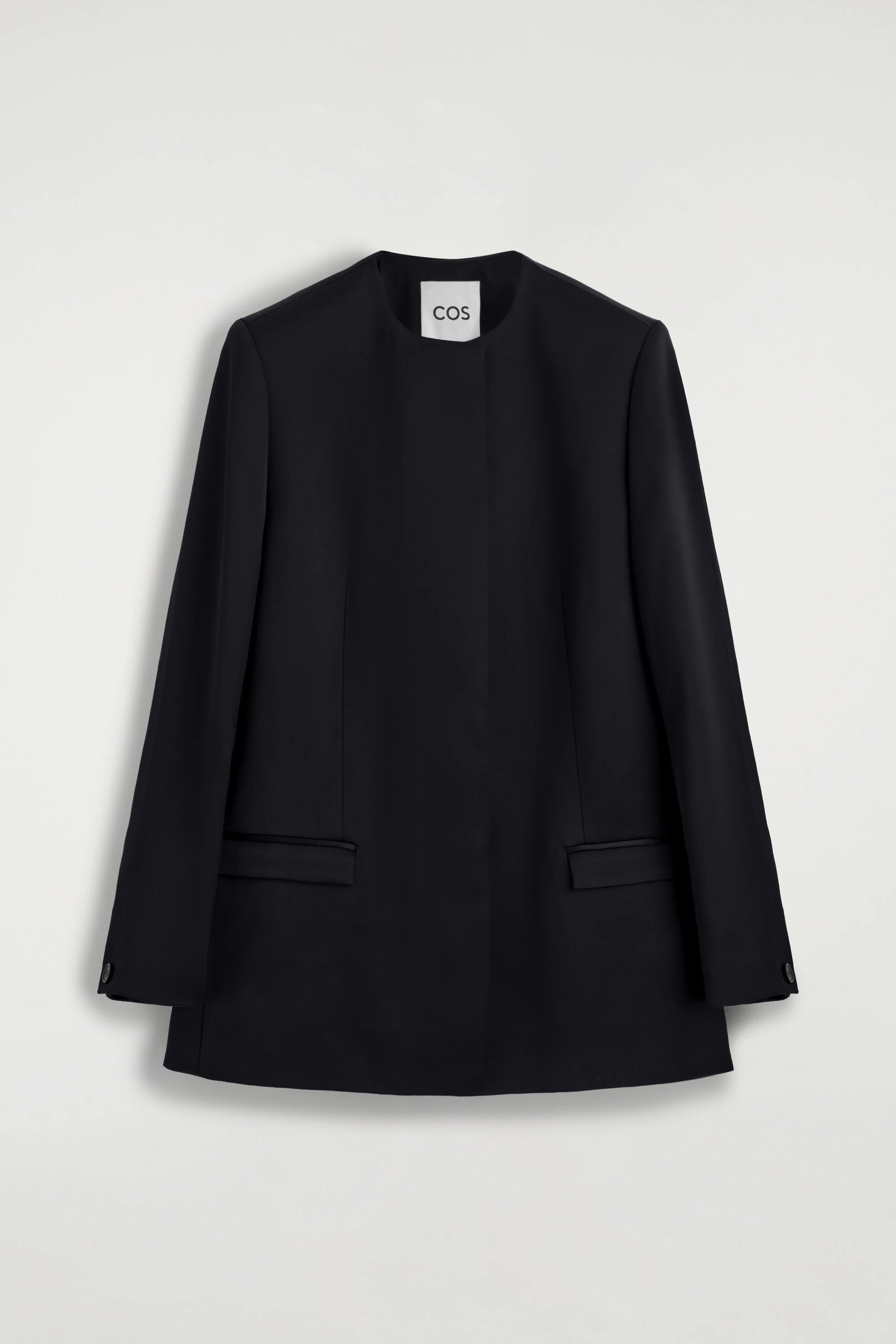 STRUCTURED COLLARLESS SATIN BLAZER - 6