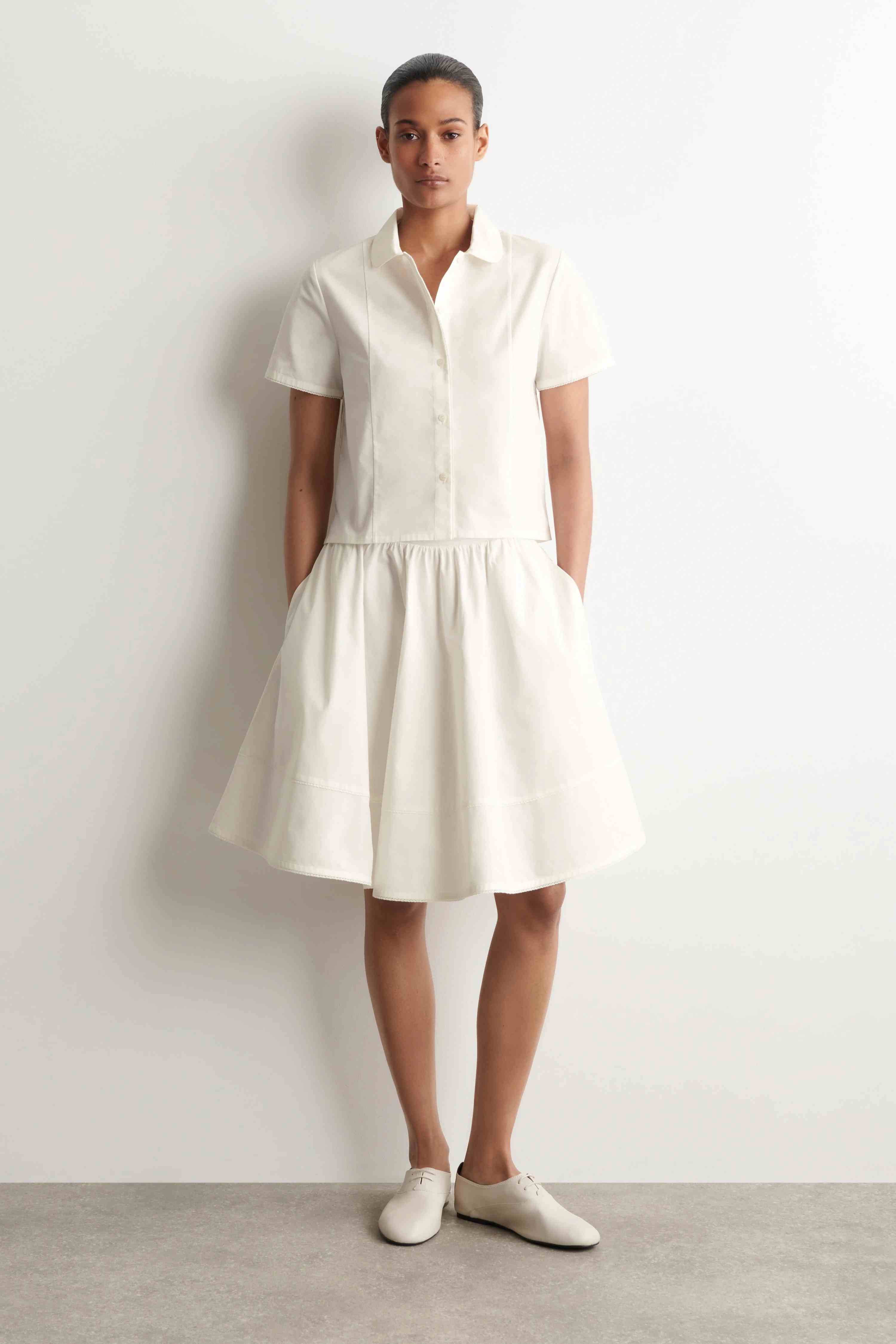 EMBROIDERED COTTON-POPLIN SKIRT - 1
