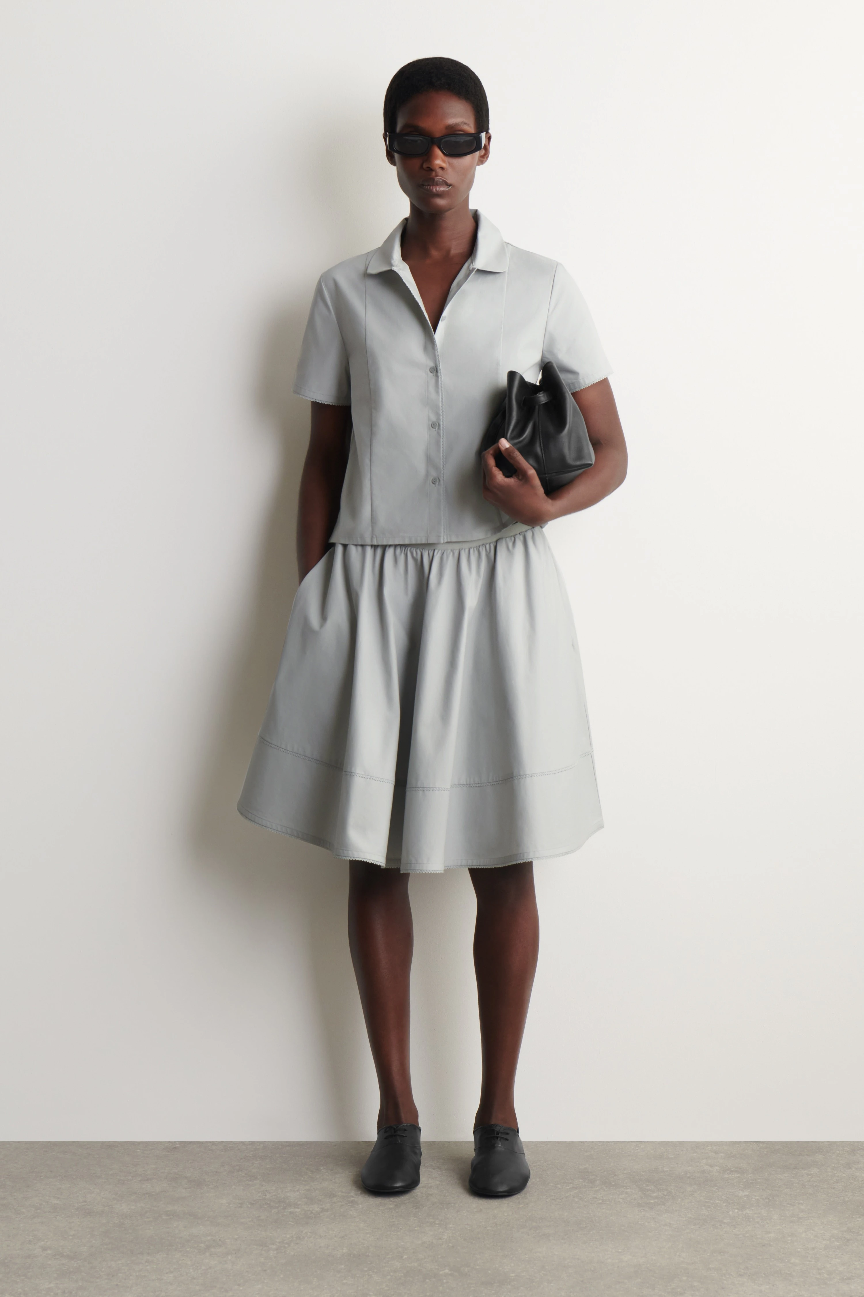 EMBROIDERED COTTON-POPLIN SKIRT