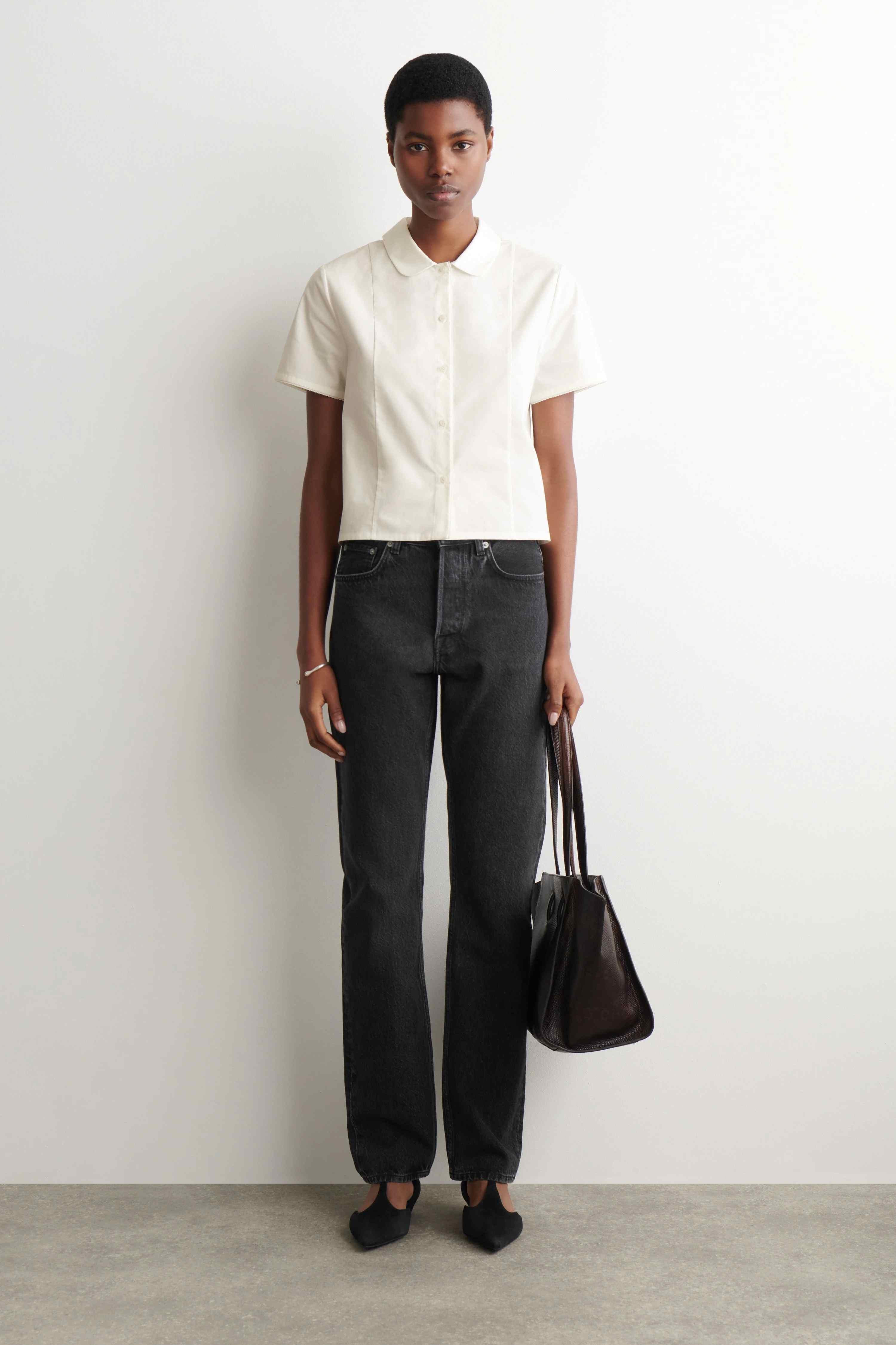 CURVED-COLLAR COTTON-POPLIN SHIRT - 3