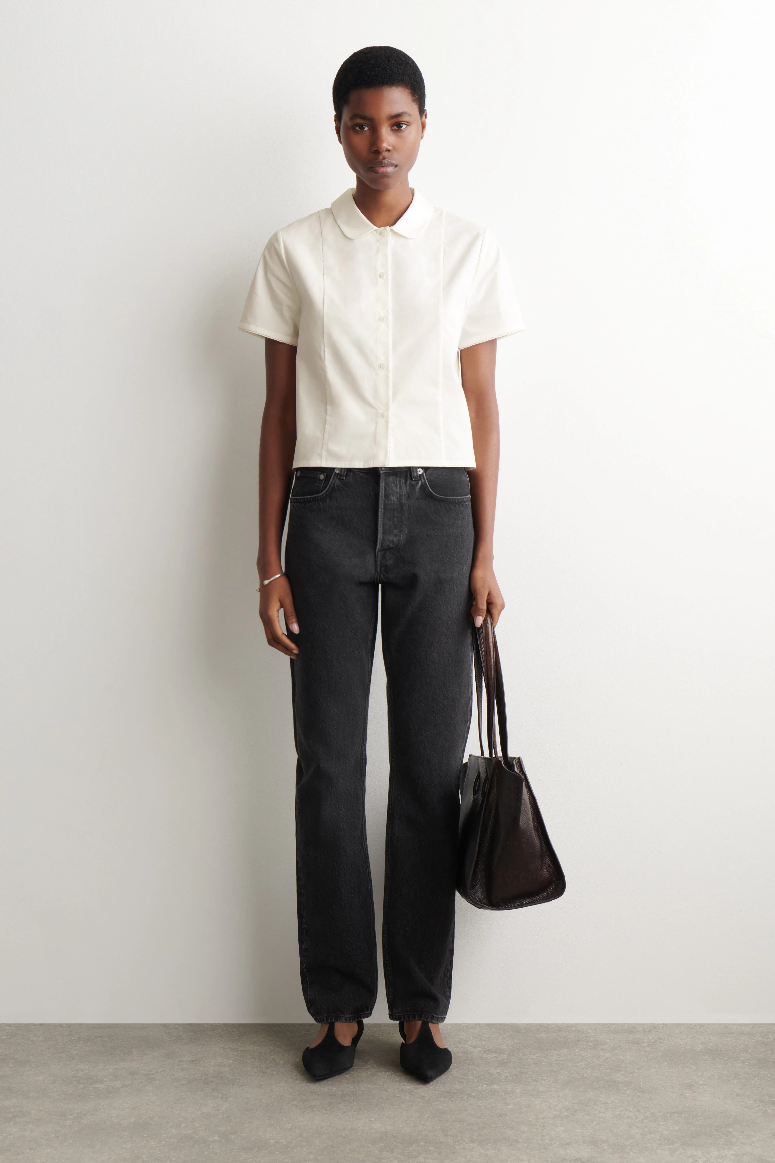 CURVED-COLLAR COTTON-POPLIN SHIRT - 3