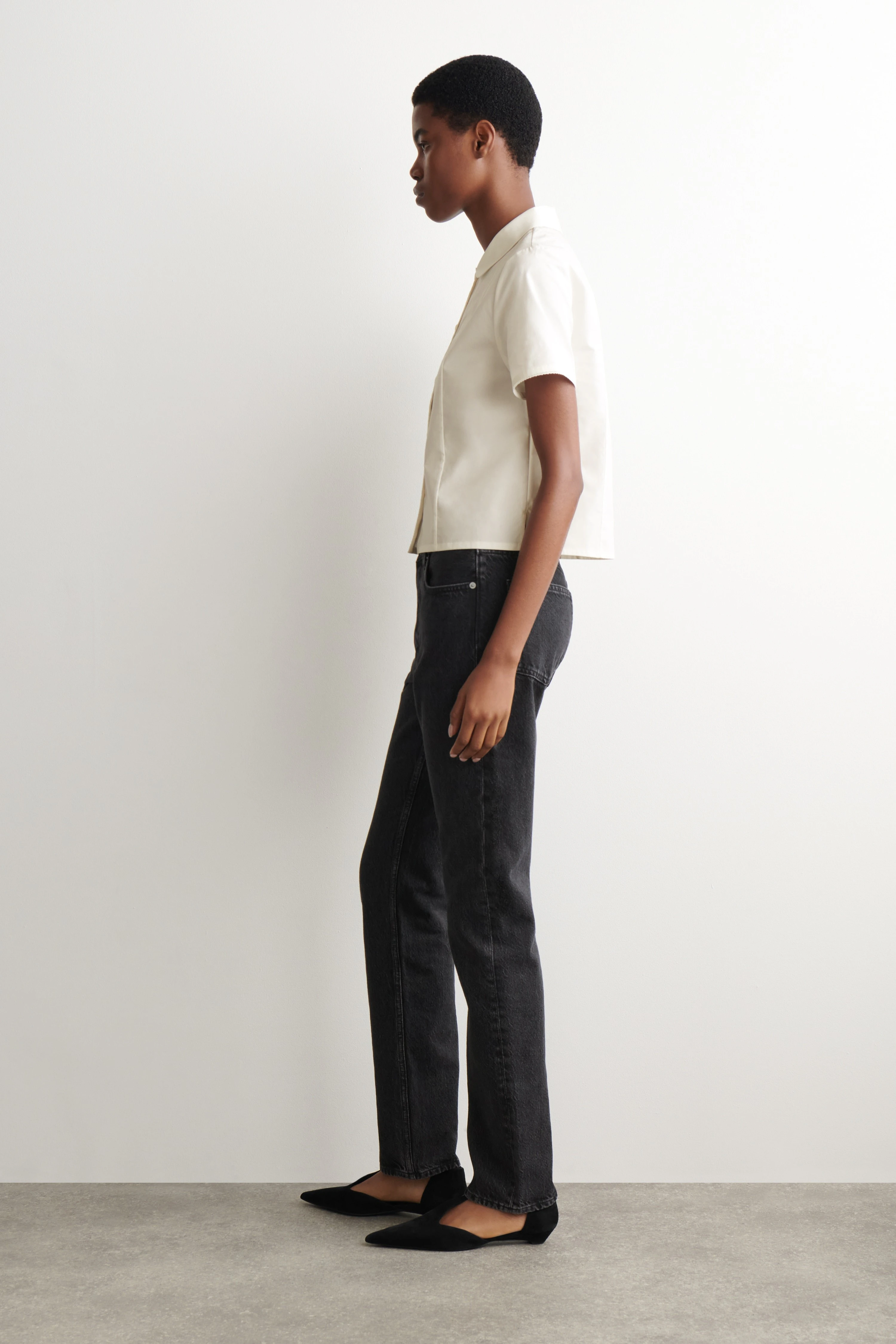 CURVED-COLLAR COTTON-POPLIN SHIRT - 4