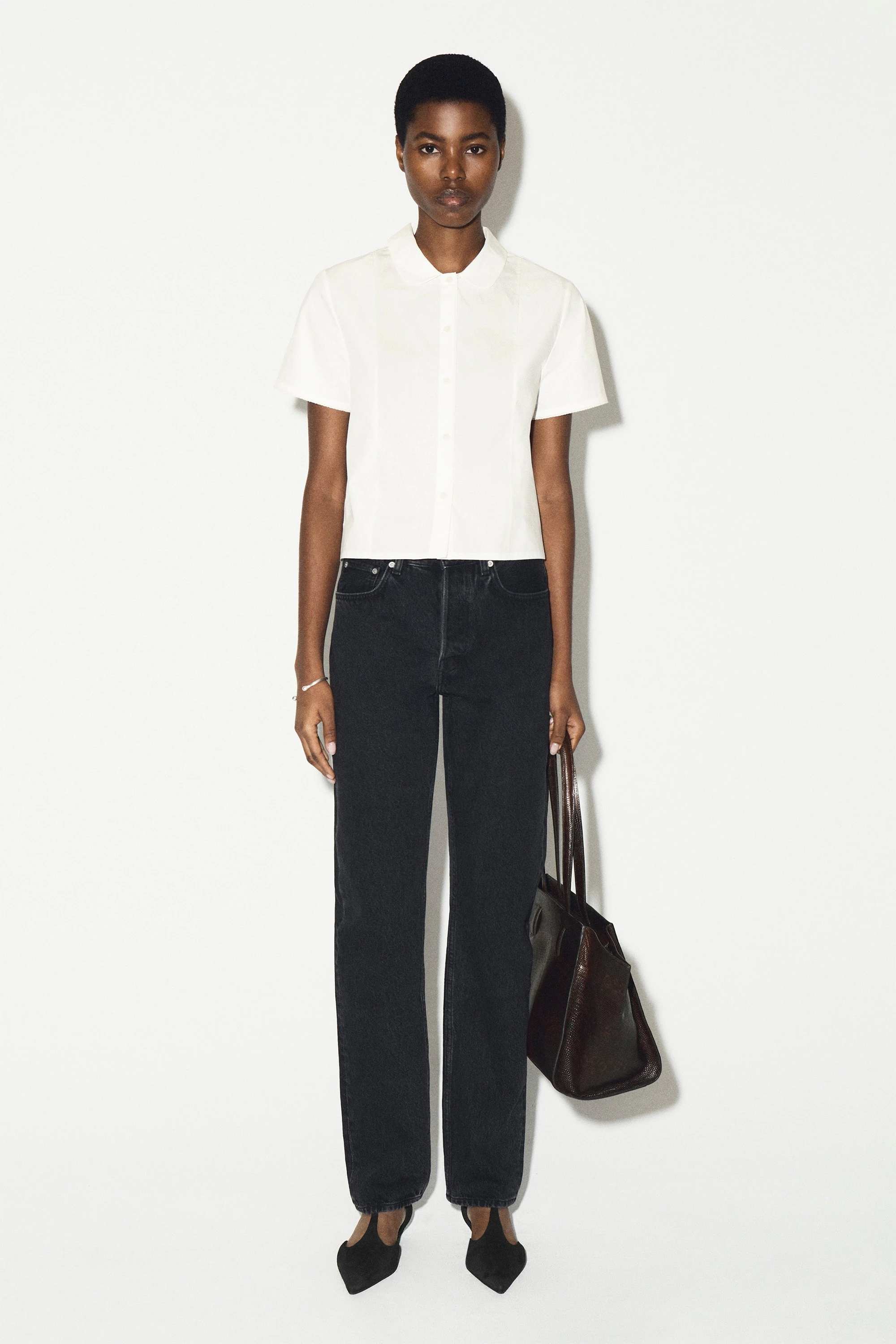 CURVED-COLLAR COTTON-POPLIN SHIRT - 8
