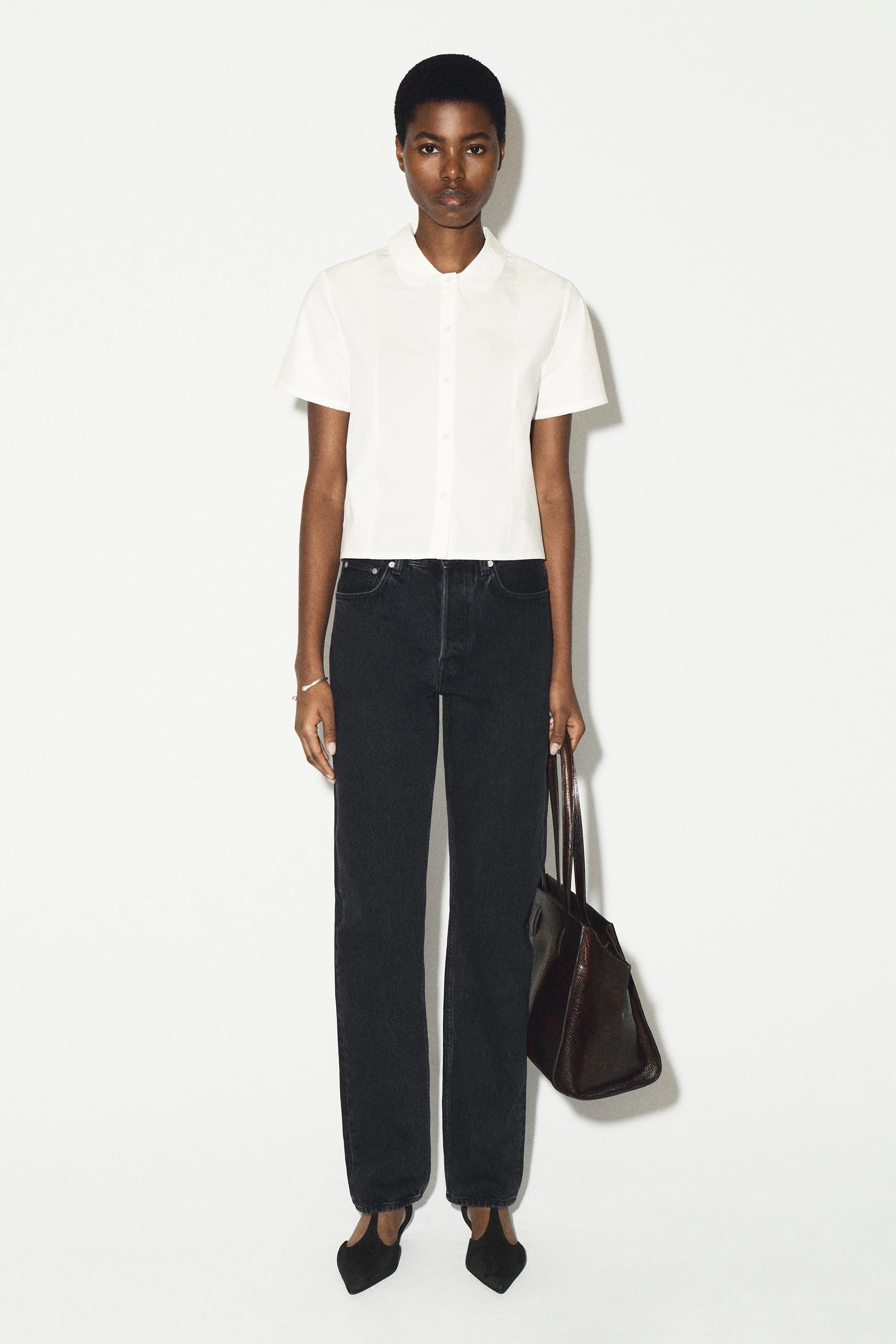 CURVED-COLLAR COTTON-POPLIN SHIRT - 8