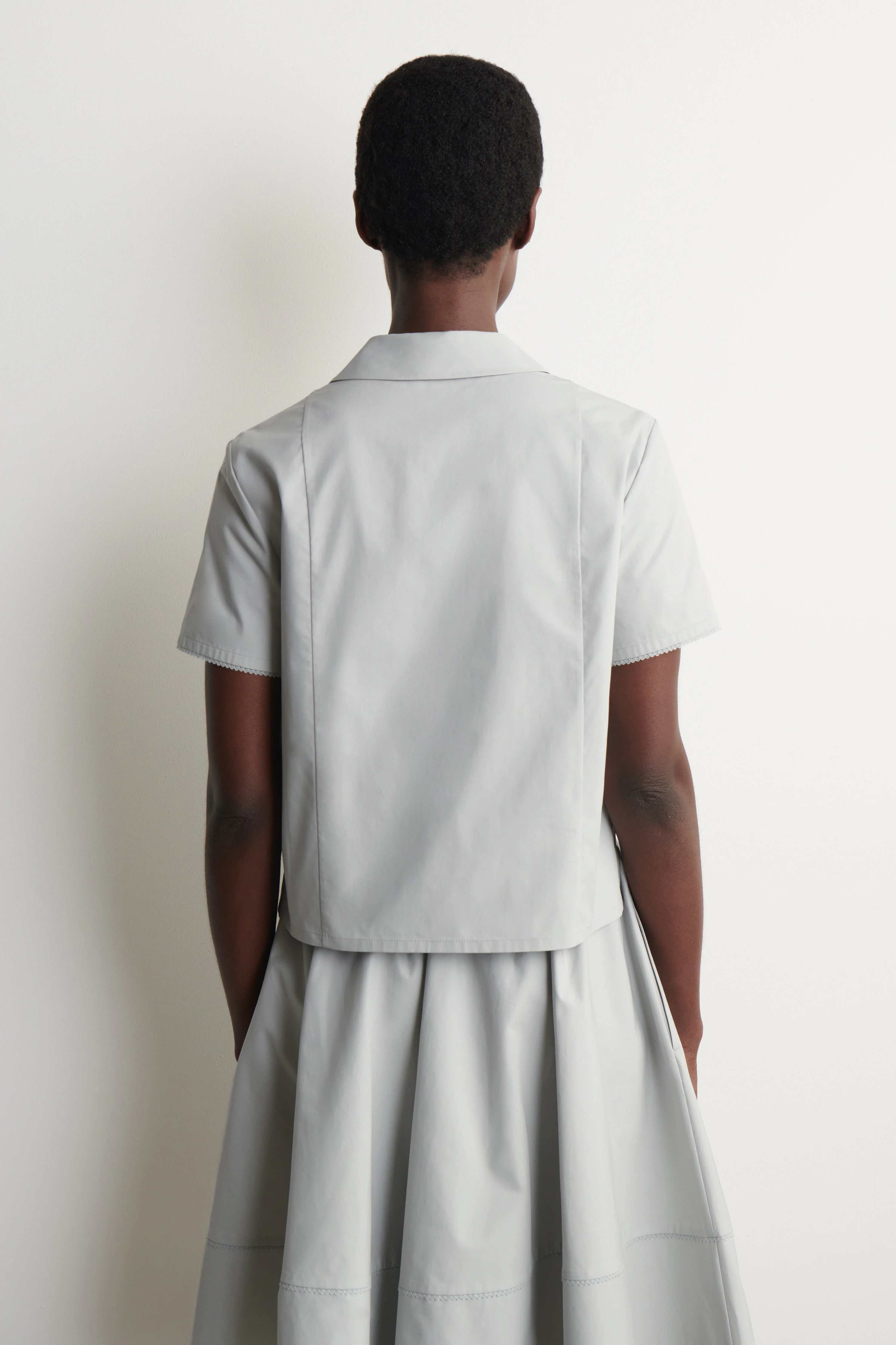 CURVED-COLLAR COTTON-POPLIN SHIRT