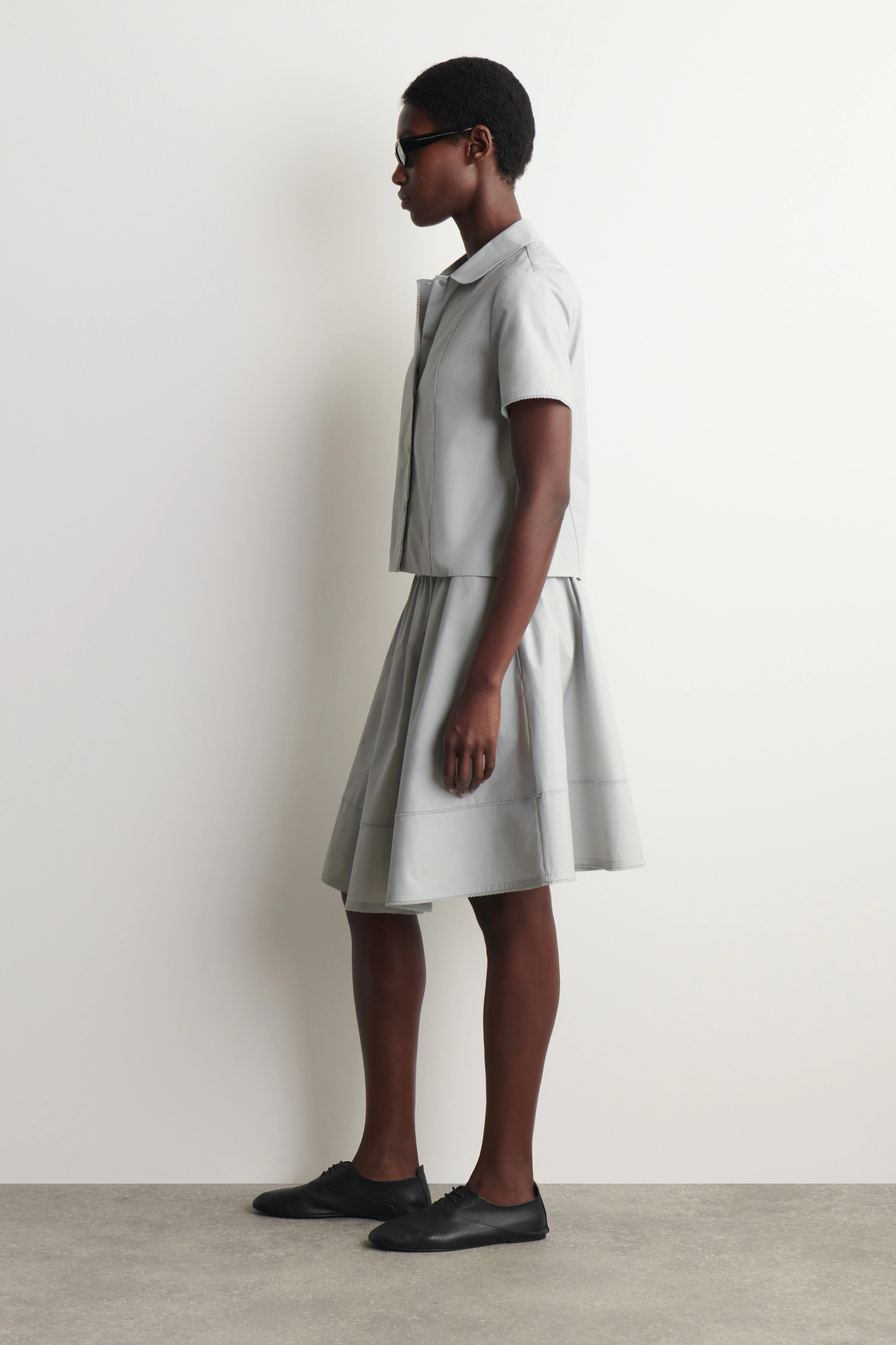 CURVED-COLLAR COTTON-POPLIN SHIRT - 3