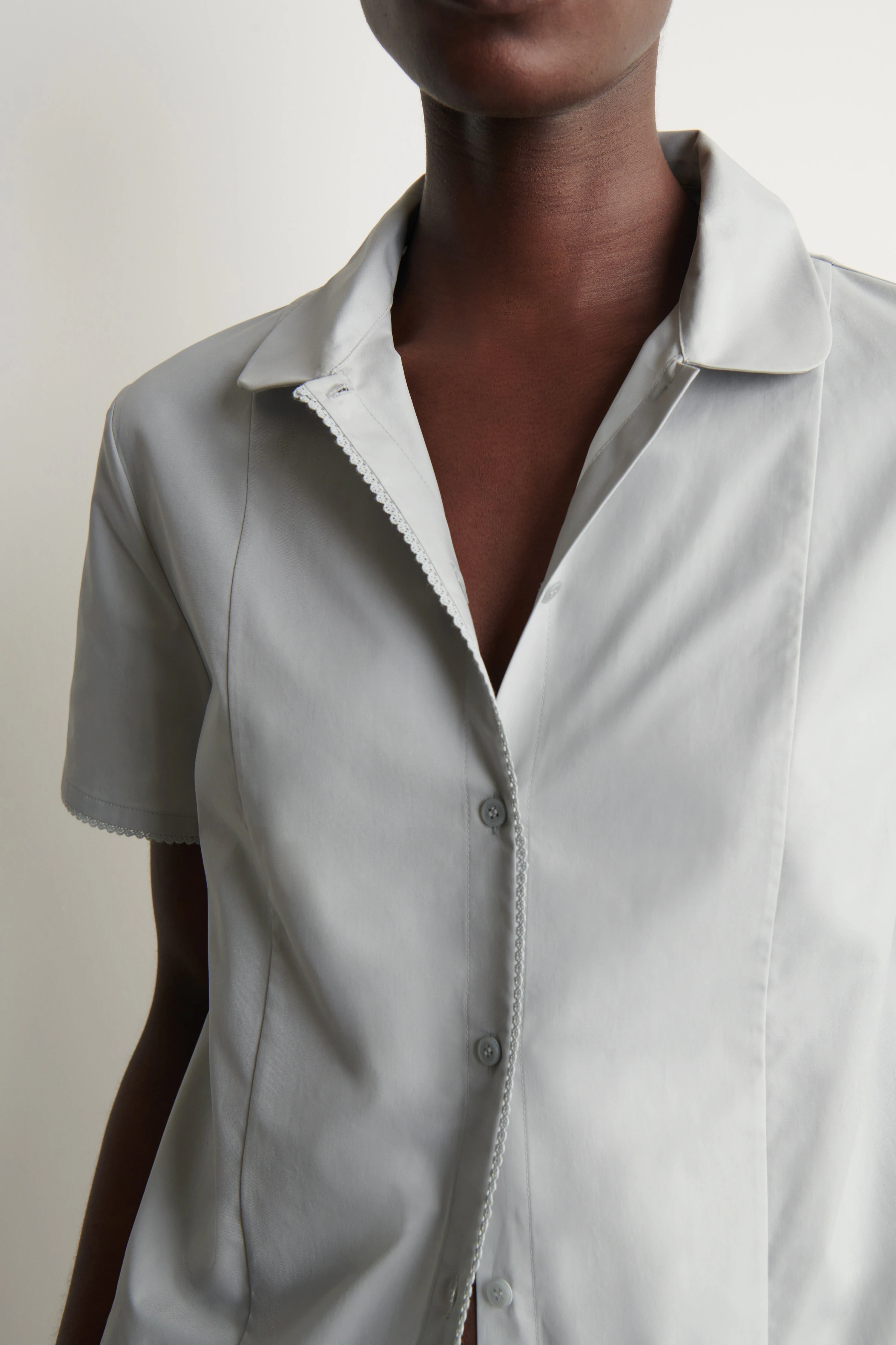 CURVED-COLLAR COTTON-POPLIN SHIRT - 4