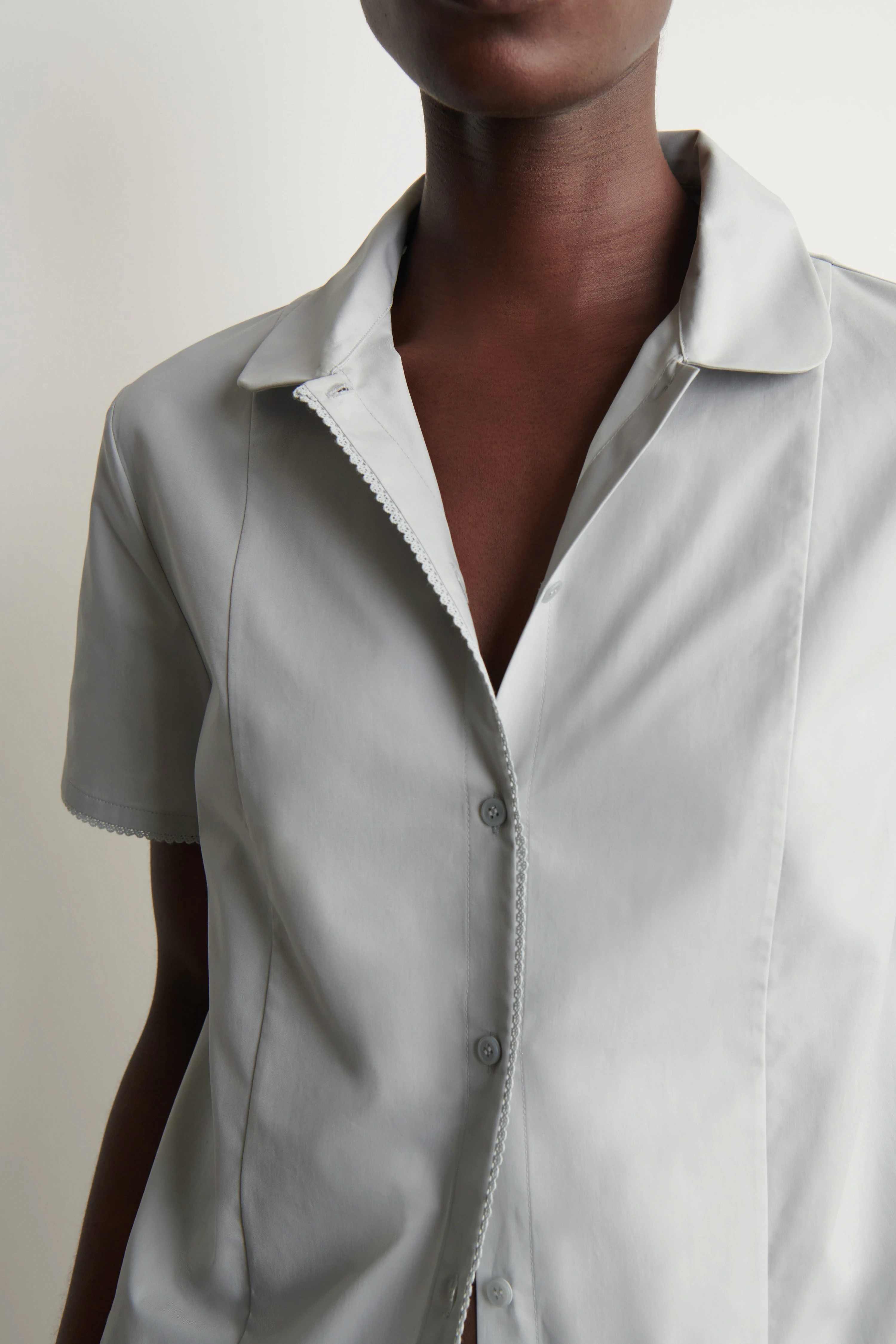 CURVED-COLLAR COTTON-POPLIN SHIRT - 4