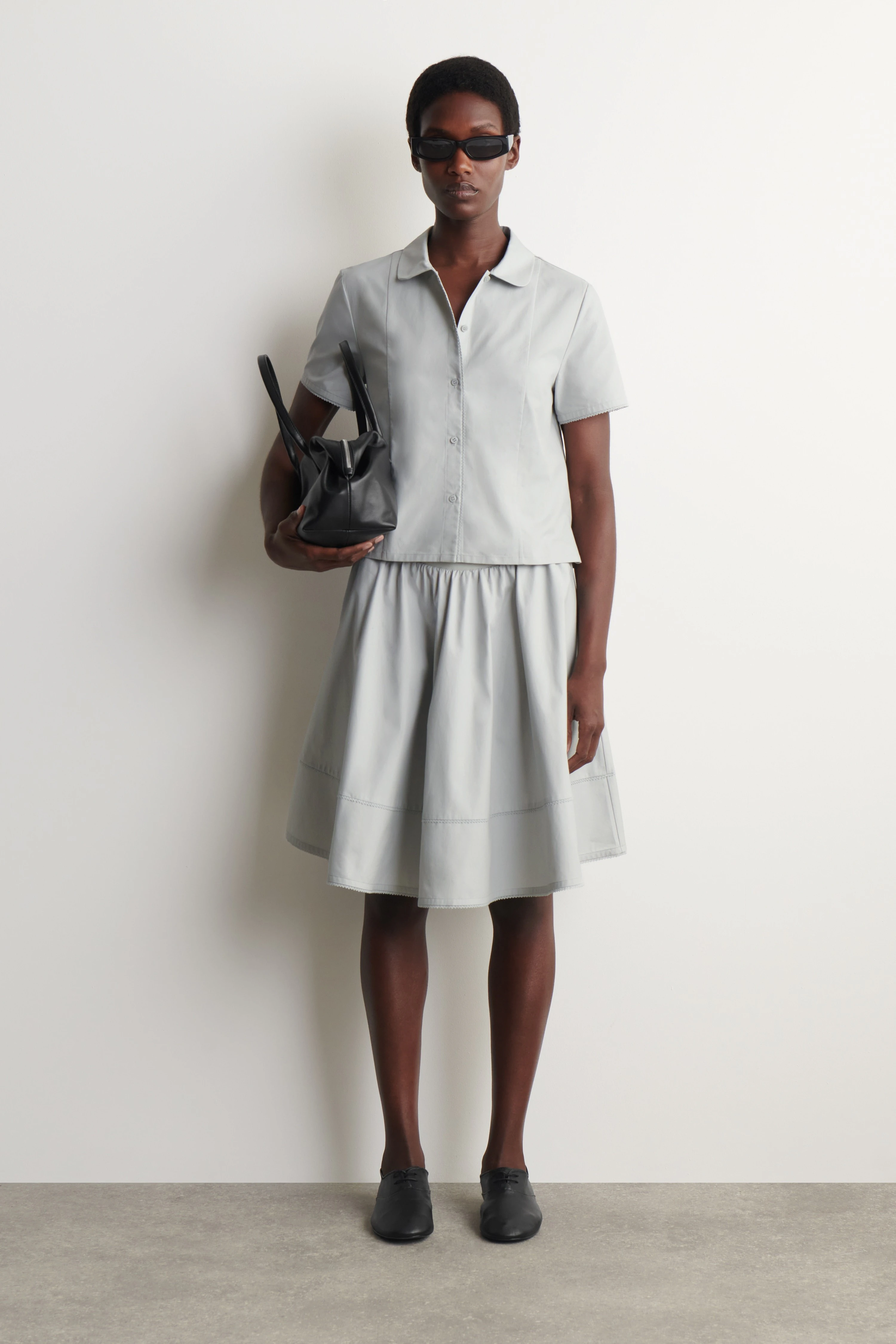 CURVED-COLLAR COTTON-POPLIN SHIRT - 5