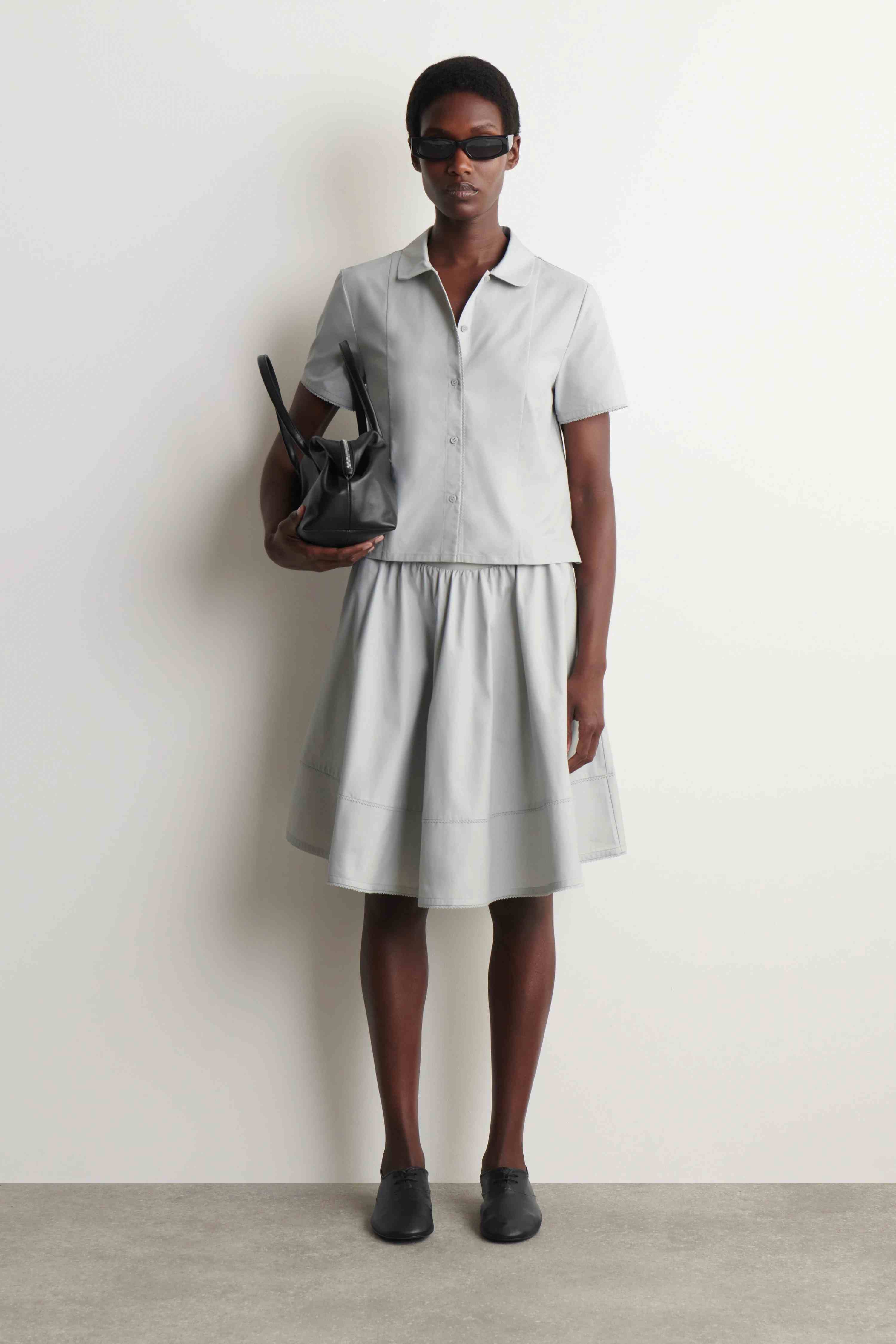 CURVED-COLLAR COTTON-POPLIN SHIRT - 5