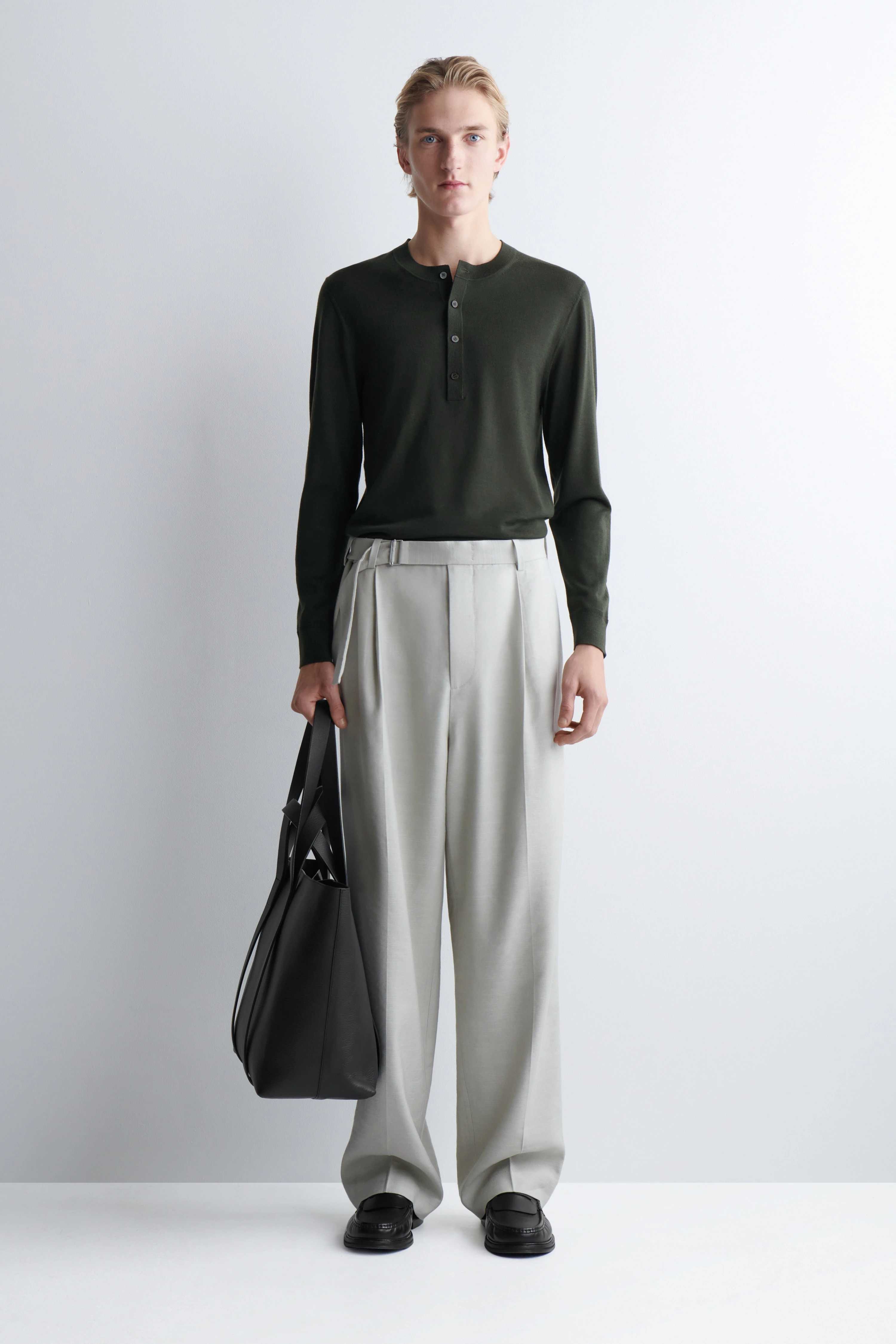 SLIM MERINO WOOL HENLEY TOP - 5