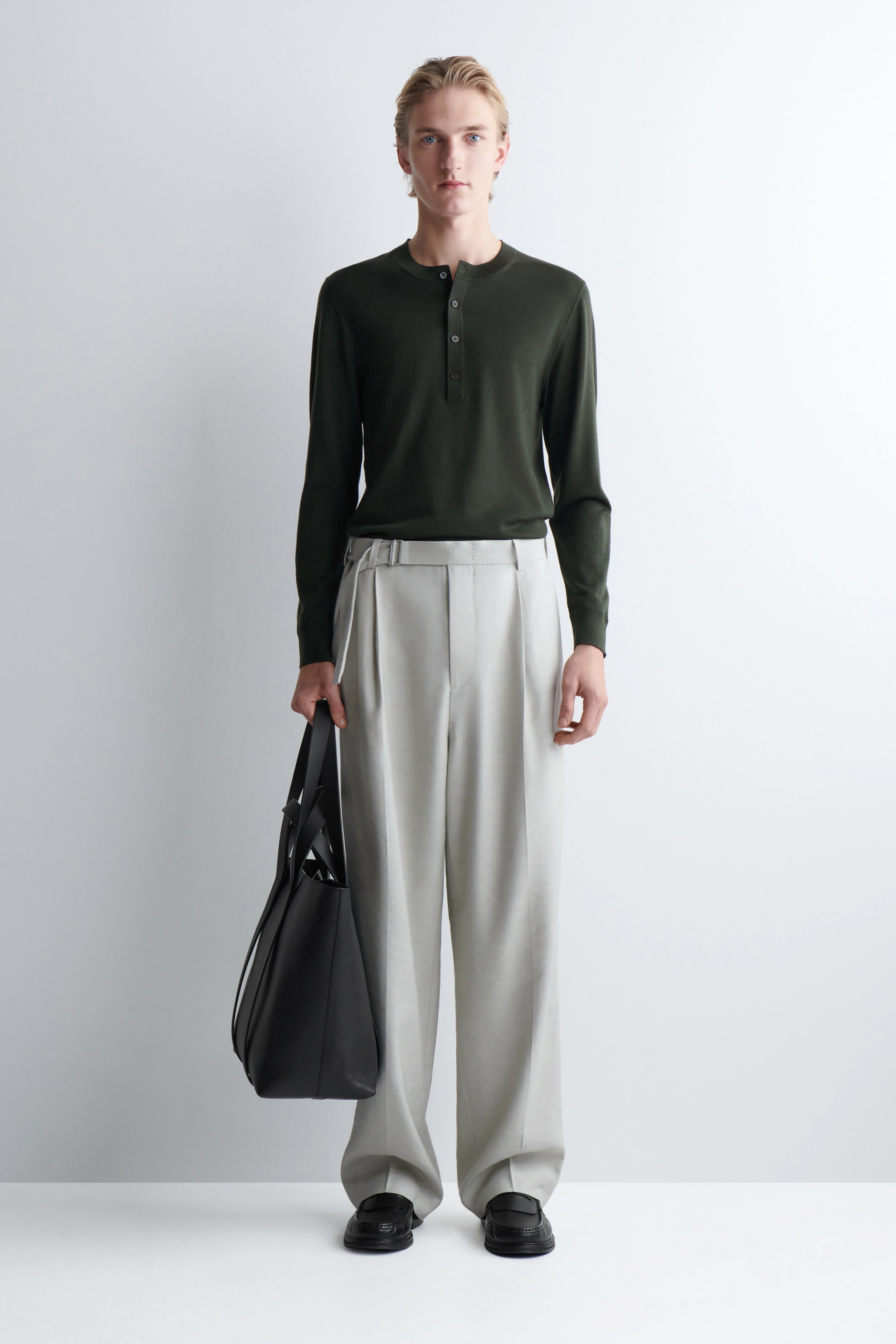 SLIM MERINO WOOL HENLEY TOP - 5