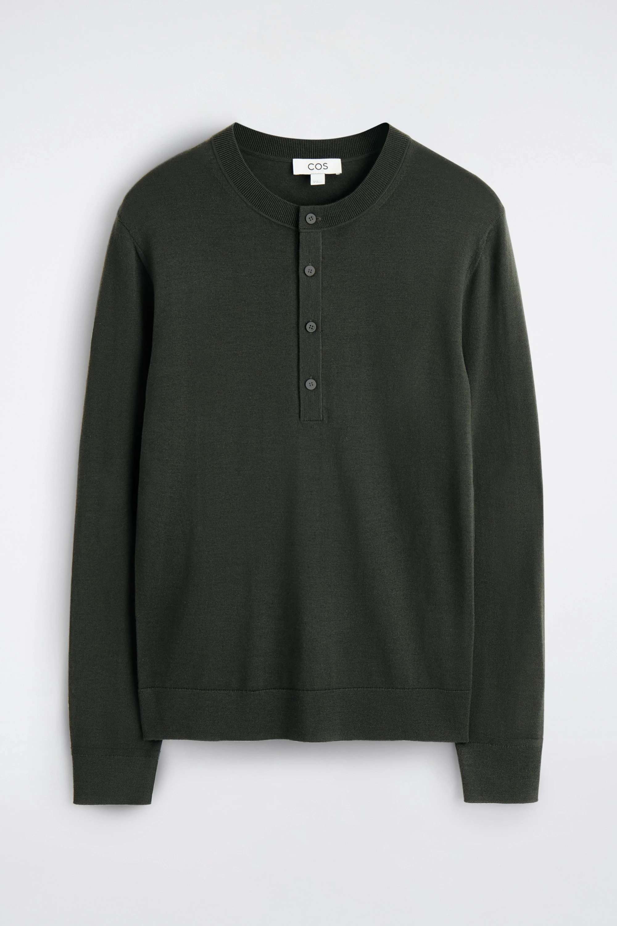 SLIM MERINO WOOL HENLEY TOP - 6