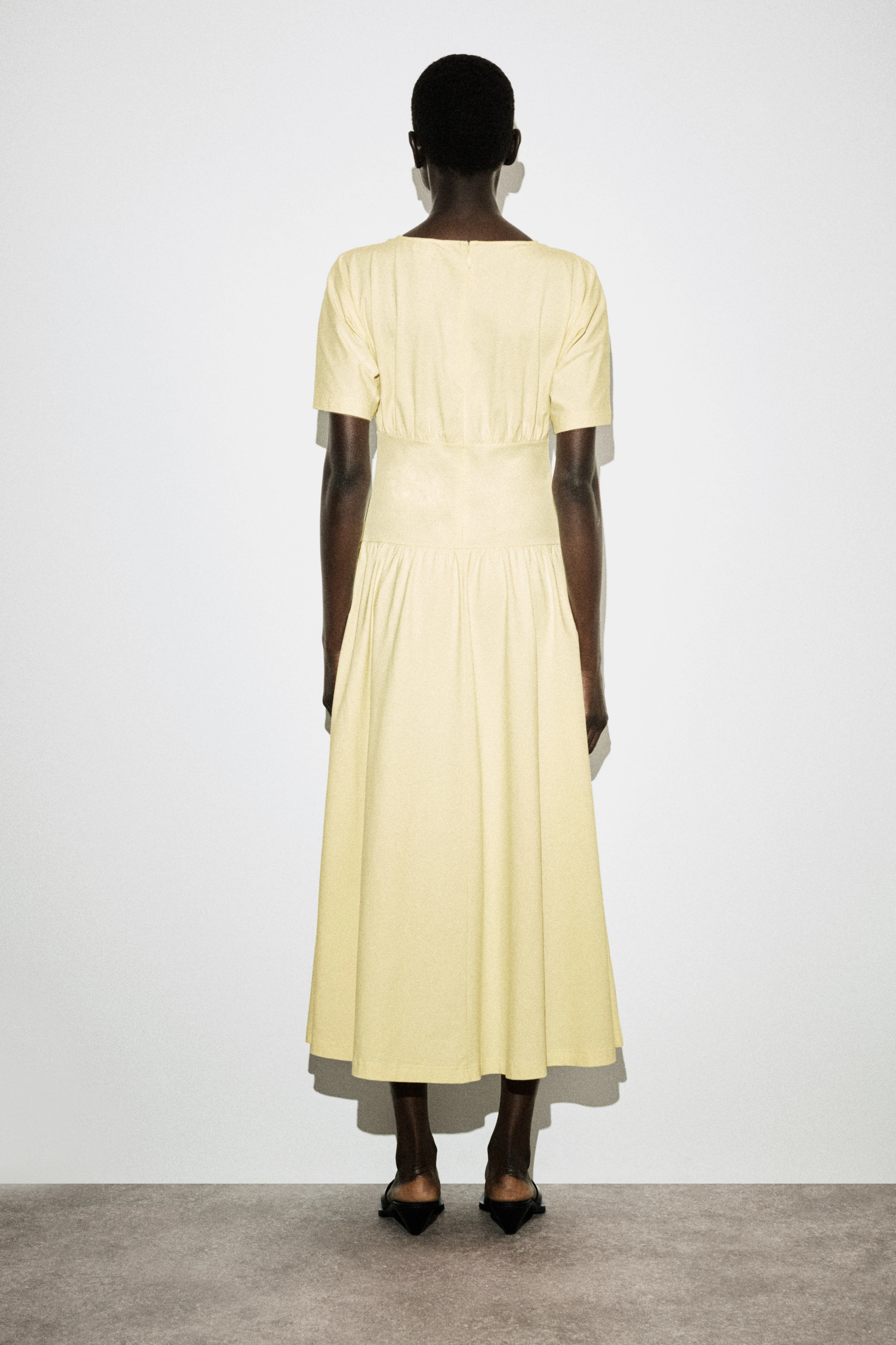WAISTED COTTON MIDI DRESS