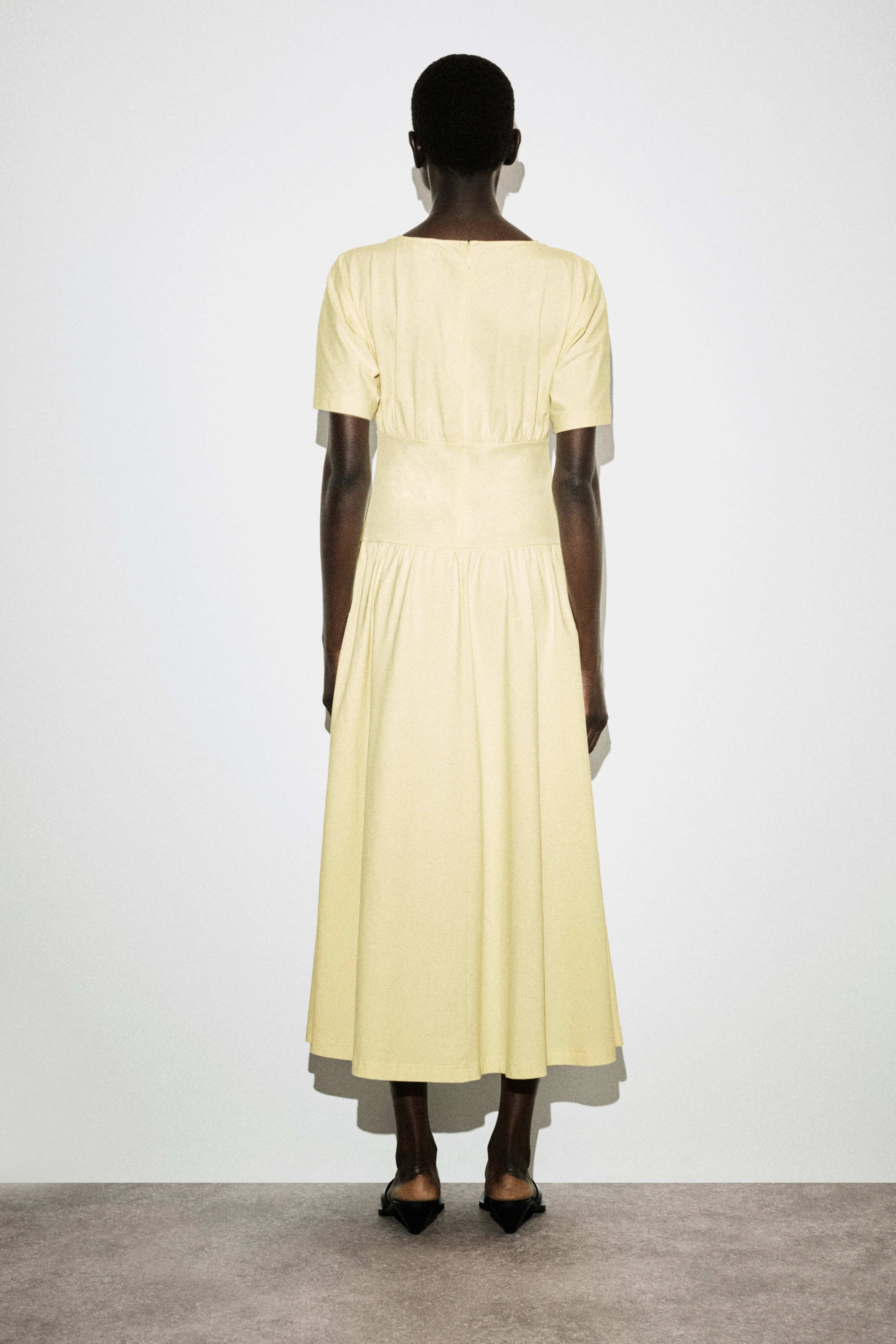 WAISTED COTTON MIDI DRESS - 2