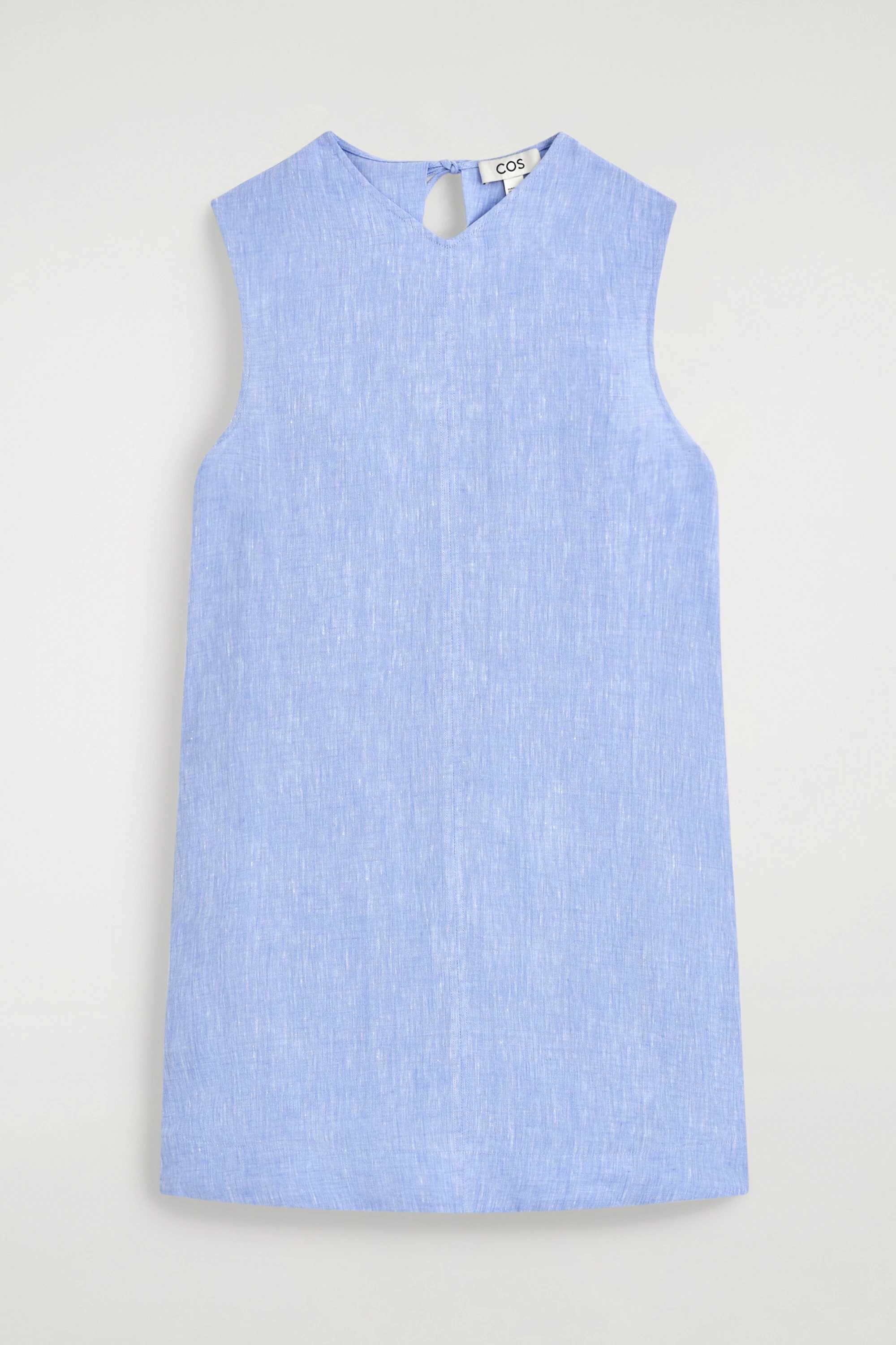 V-NECK OPEN-BACK LINEN MINI DRESS - 5