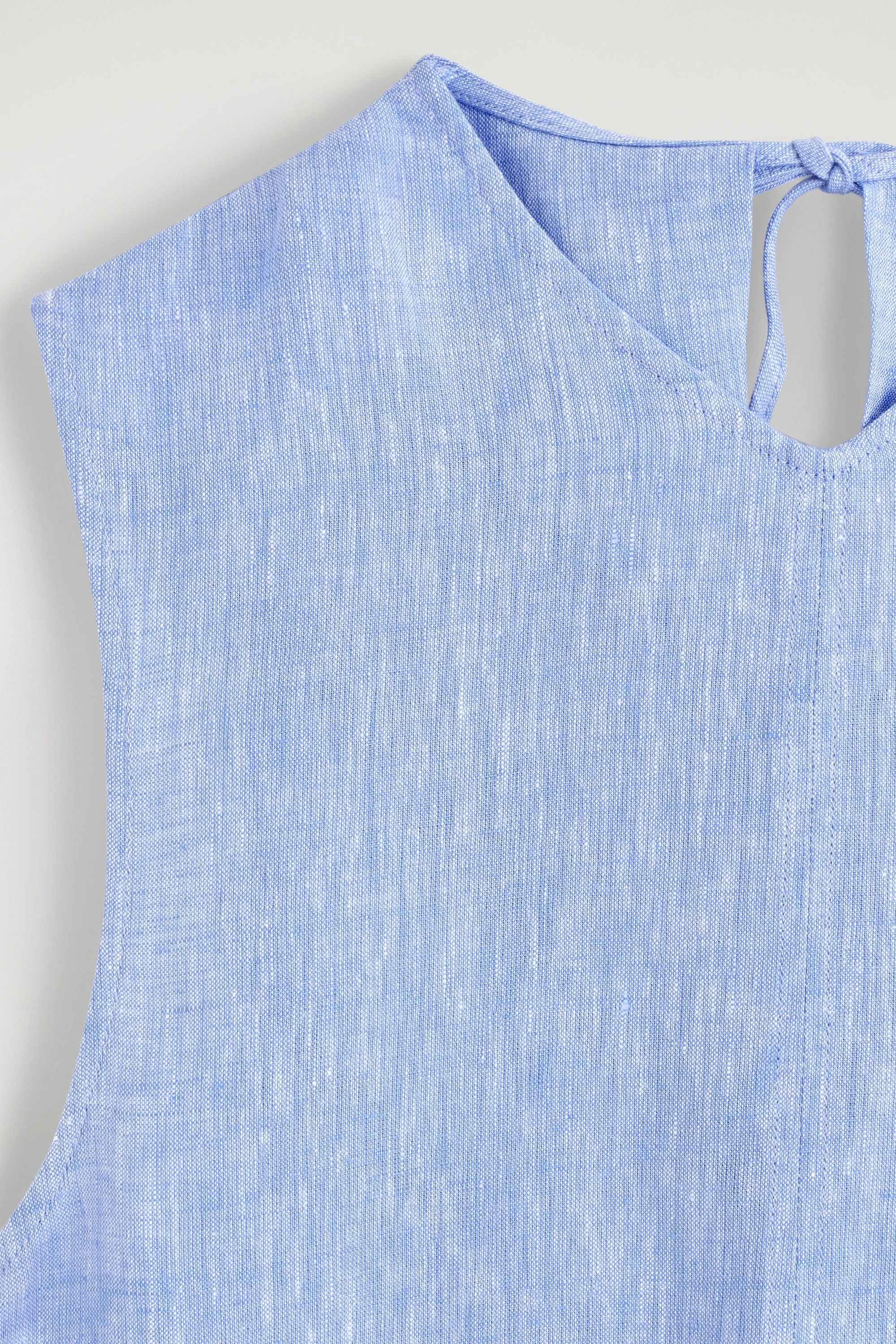 V-NECK OPEN-BACK LINEN MINI DRESS - 6