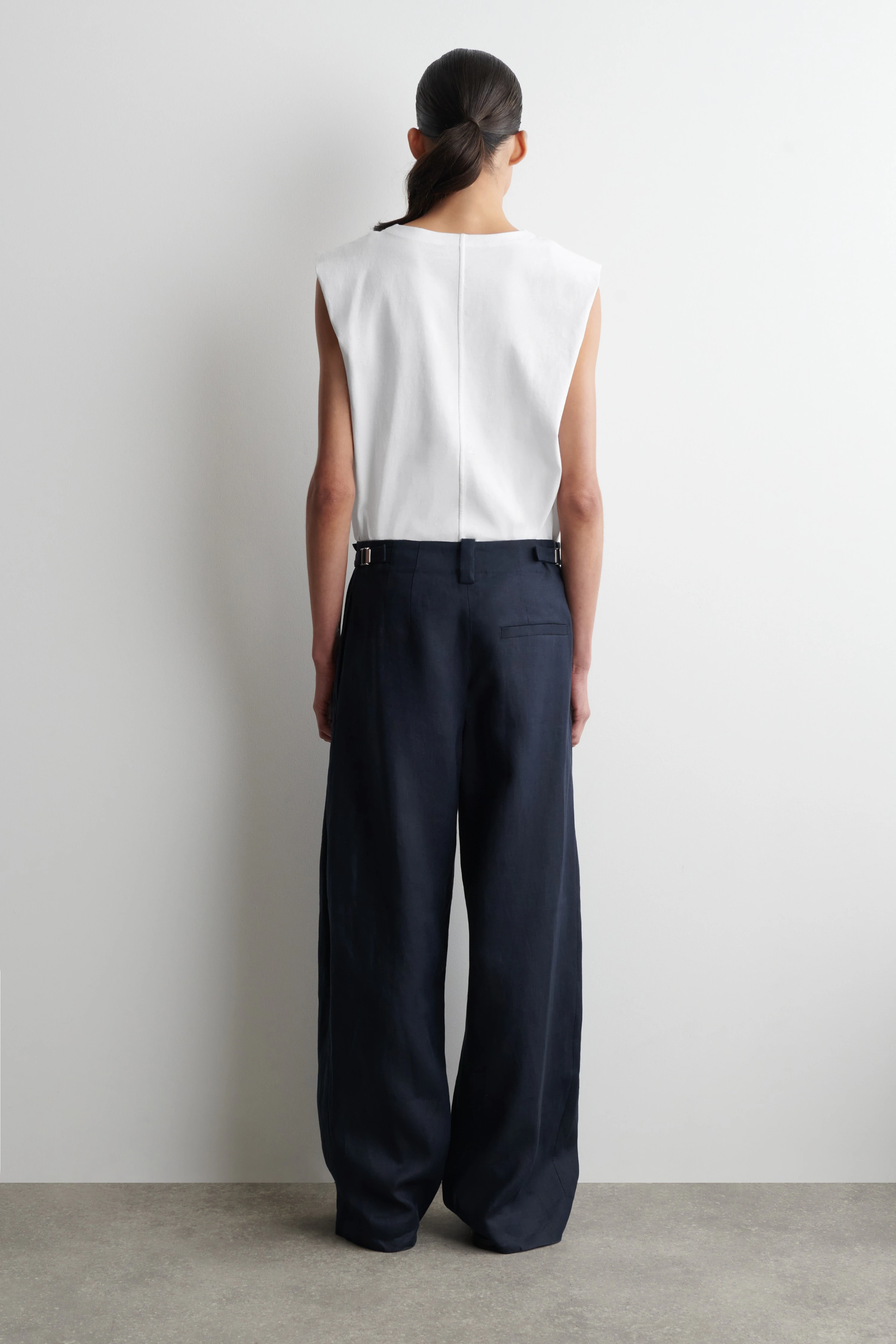 FOLDED-SHOULDER COTTON-JERSEY TANK TOP