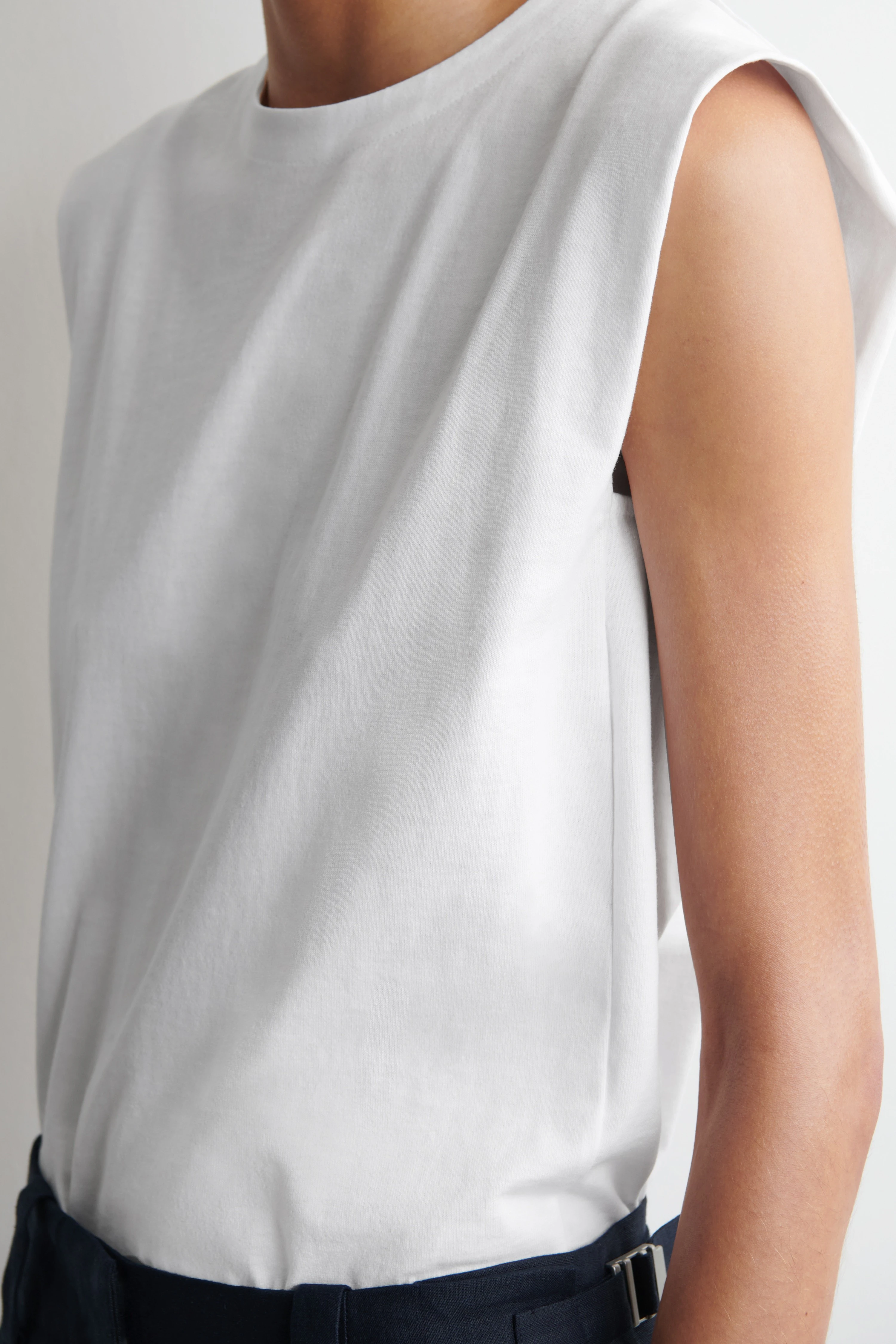 FOLDED-SHOULDER COTTON-JERSEY TANK TOP - 4