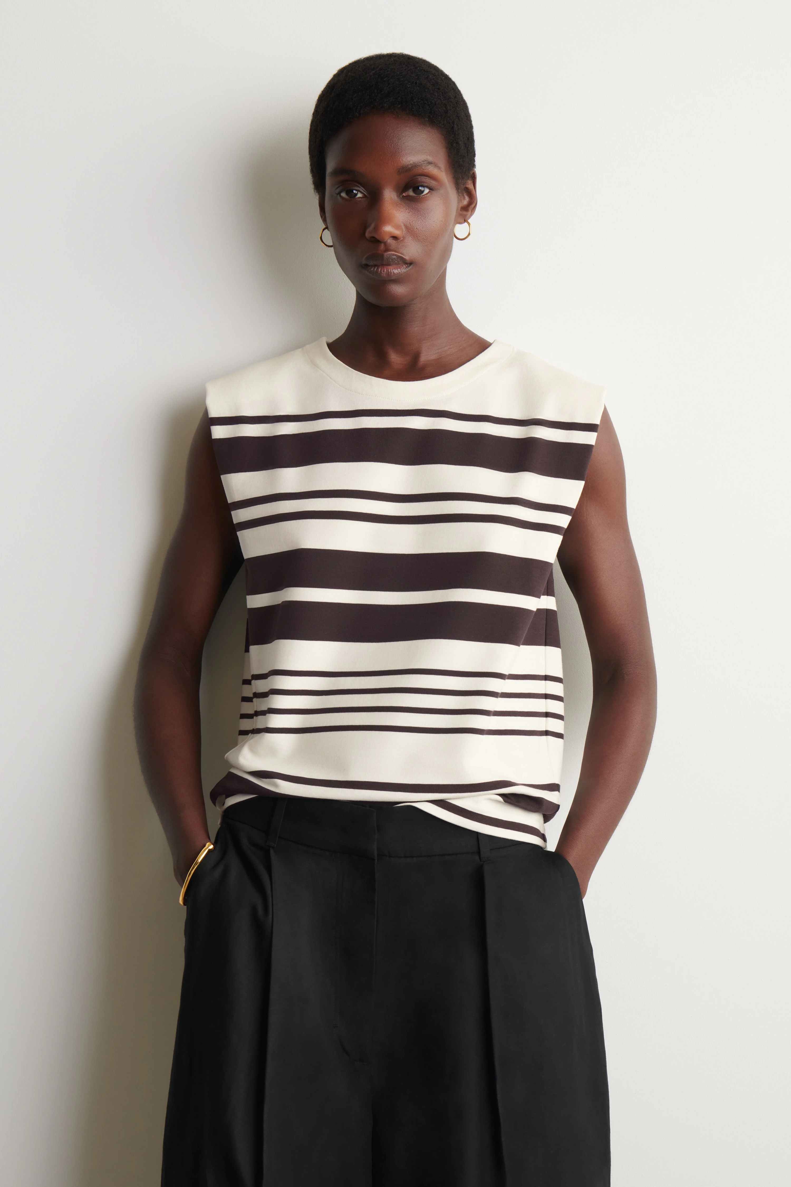 FOLDED-SHOULDER COTTON-JERSEY TANK TOP - 1