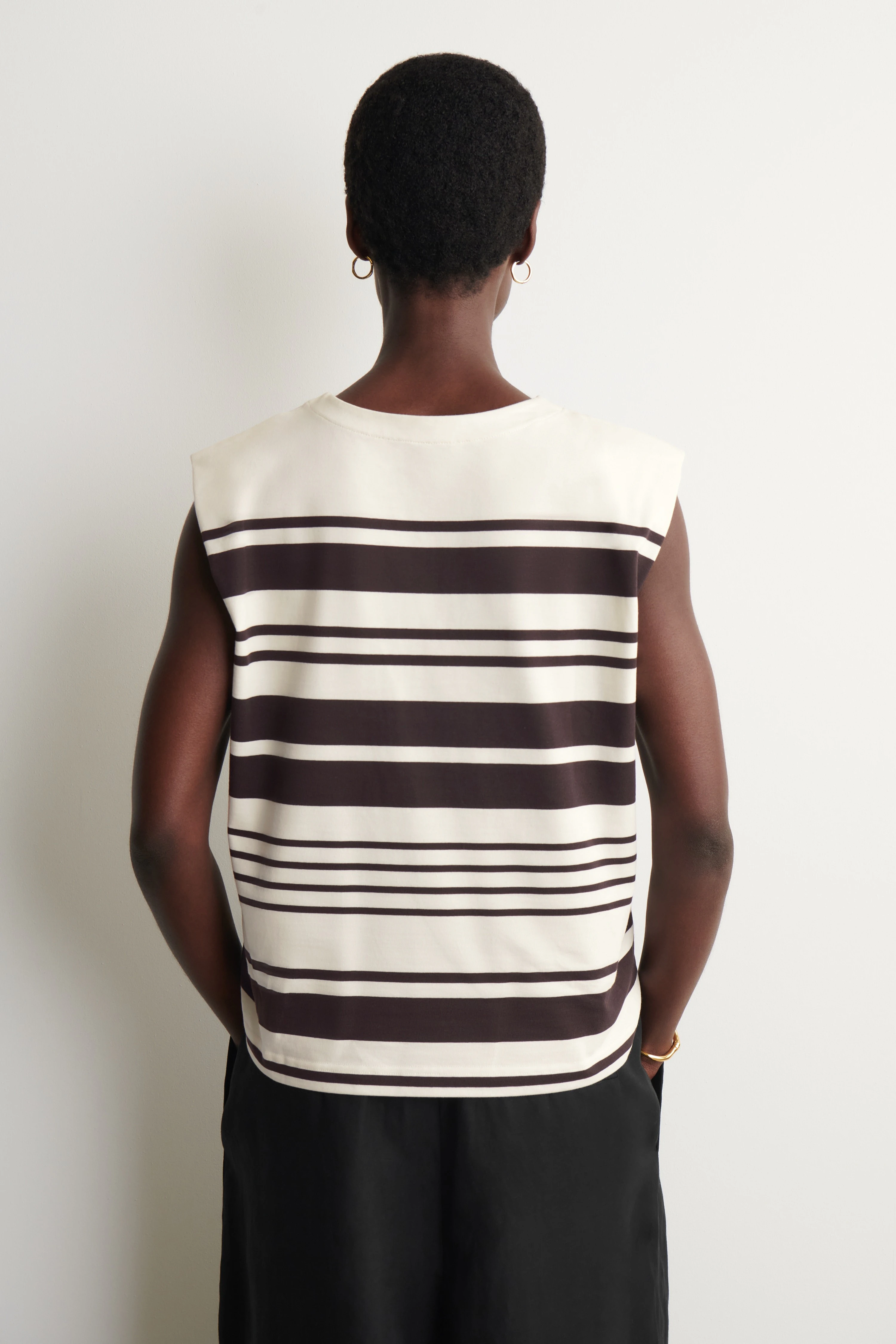 FOLDED-SHOULDER COTTON-JERSEY TANK TOP