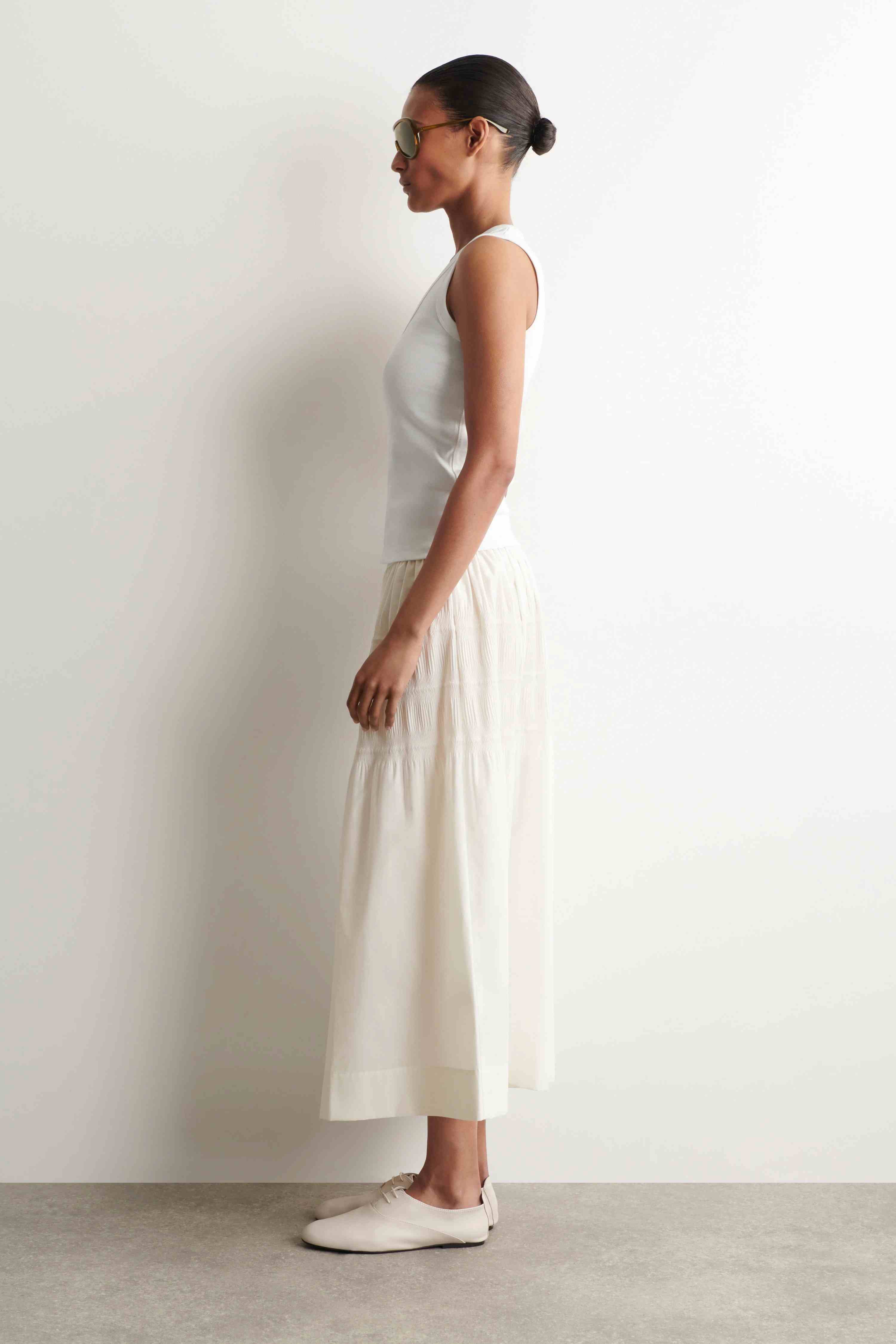 TIERED GATHERED MIDI SKIRT - 3