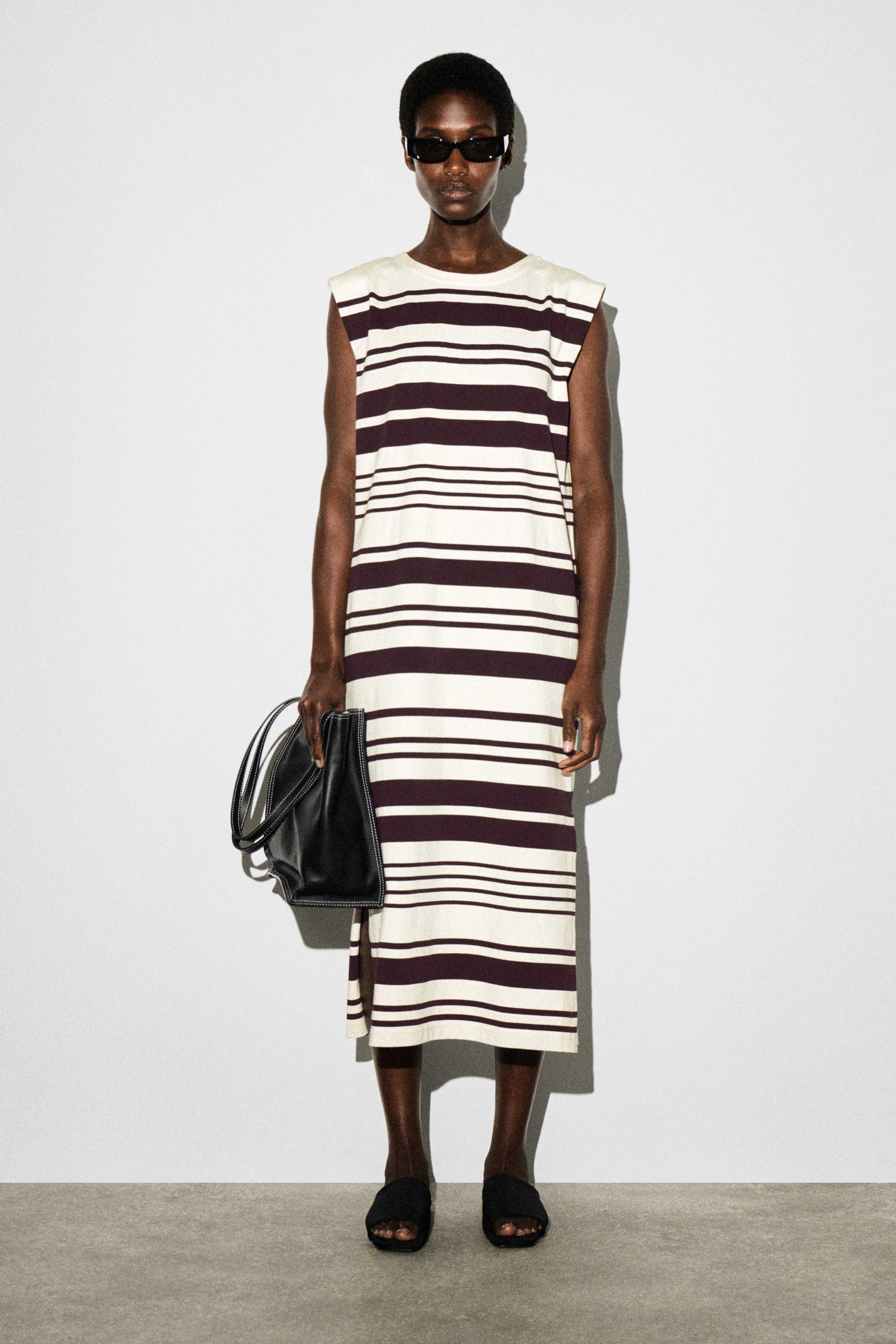 FOLDED-SHOULDER COTTON-JERSEY MIDI DRESS - 1