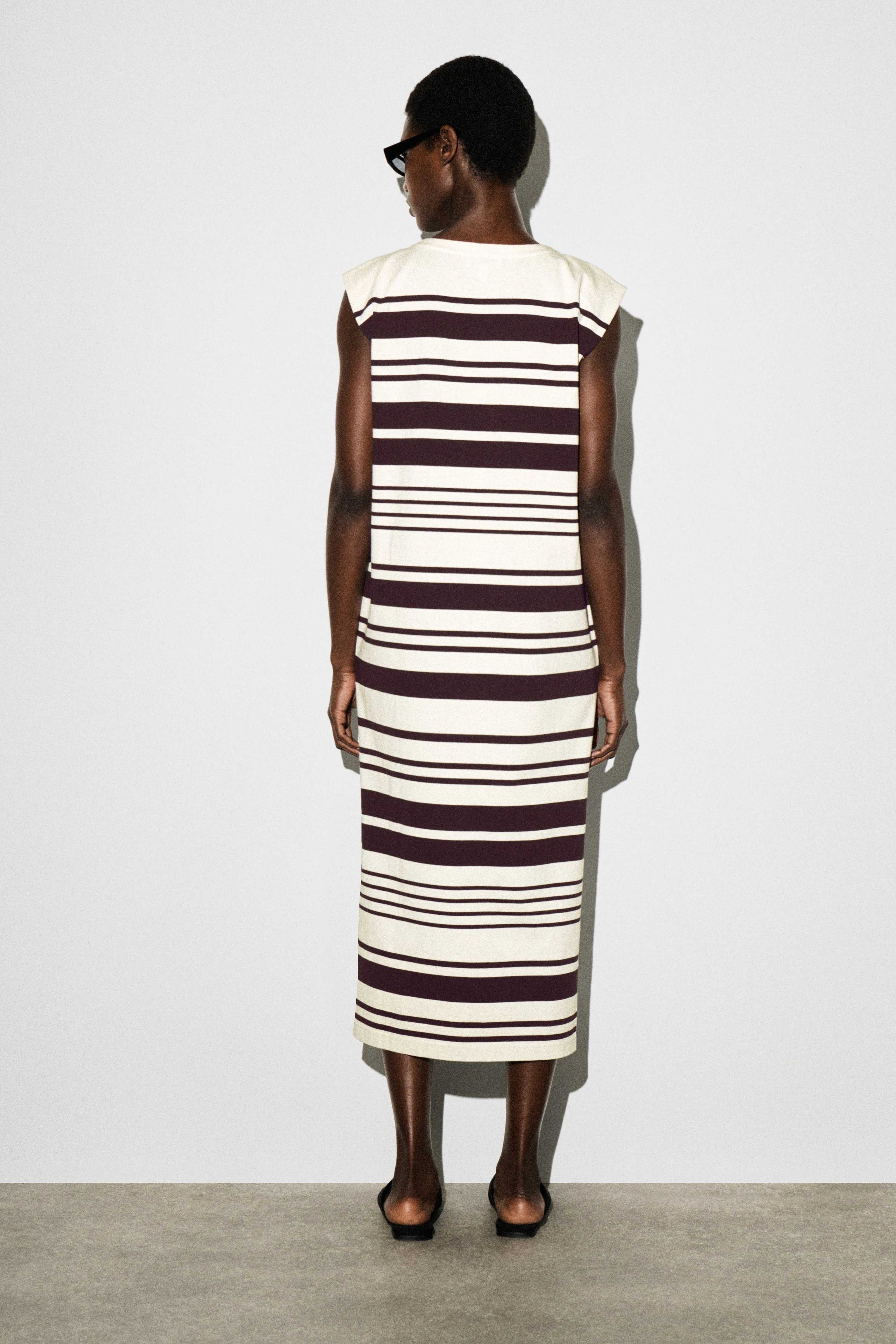 FOLDED-SHOULDER COTTON-JERSEY MIDI DRESS - 2