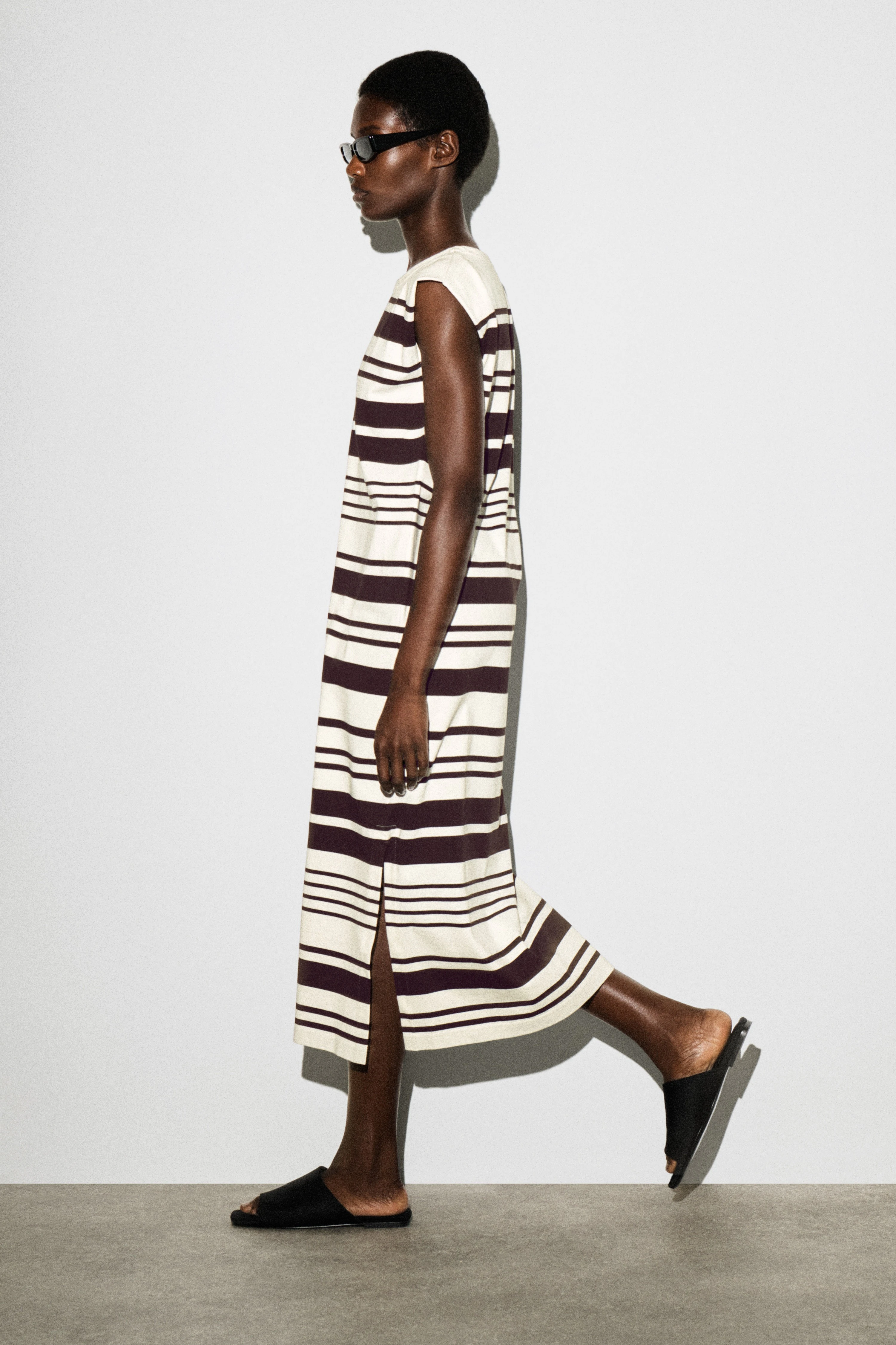FOLDED-SHOULDER COTTON-JERSEY MIDI DRESS - 3