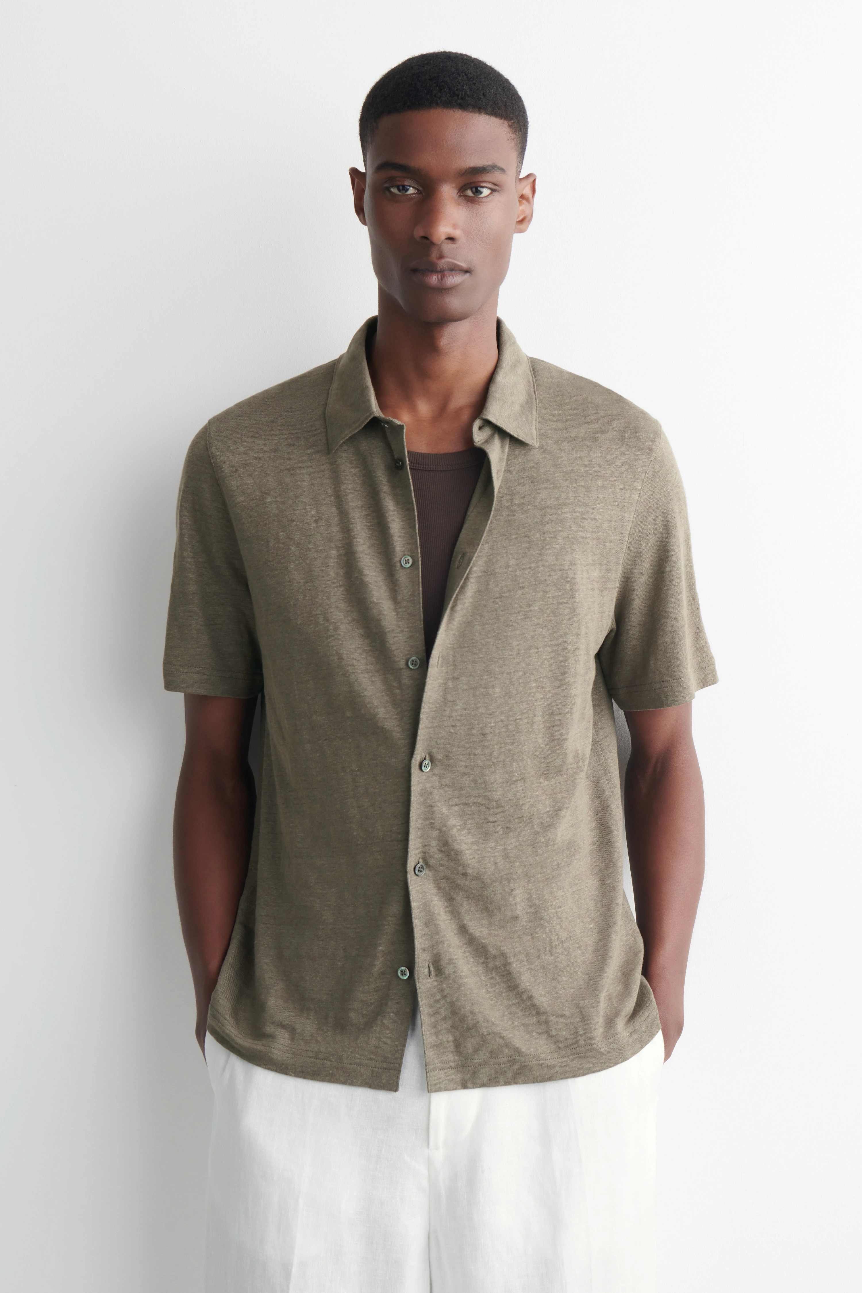 LINEN-JERSEY SHORT-SLEEVED SHIRT - 1
