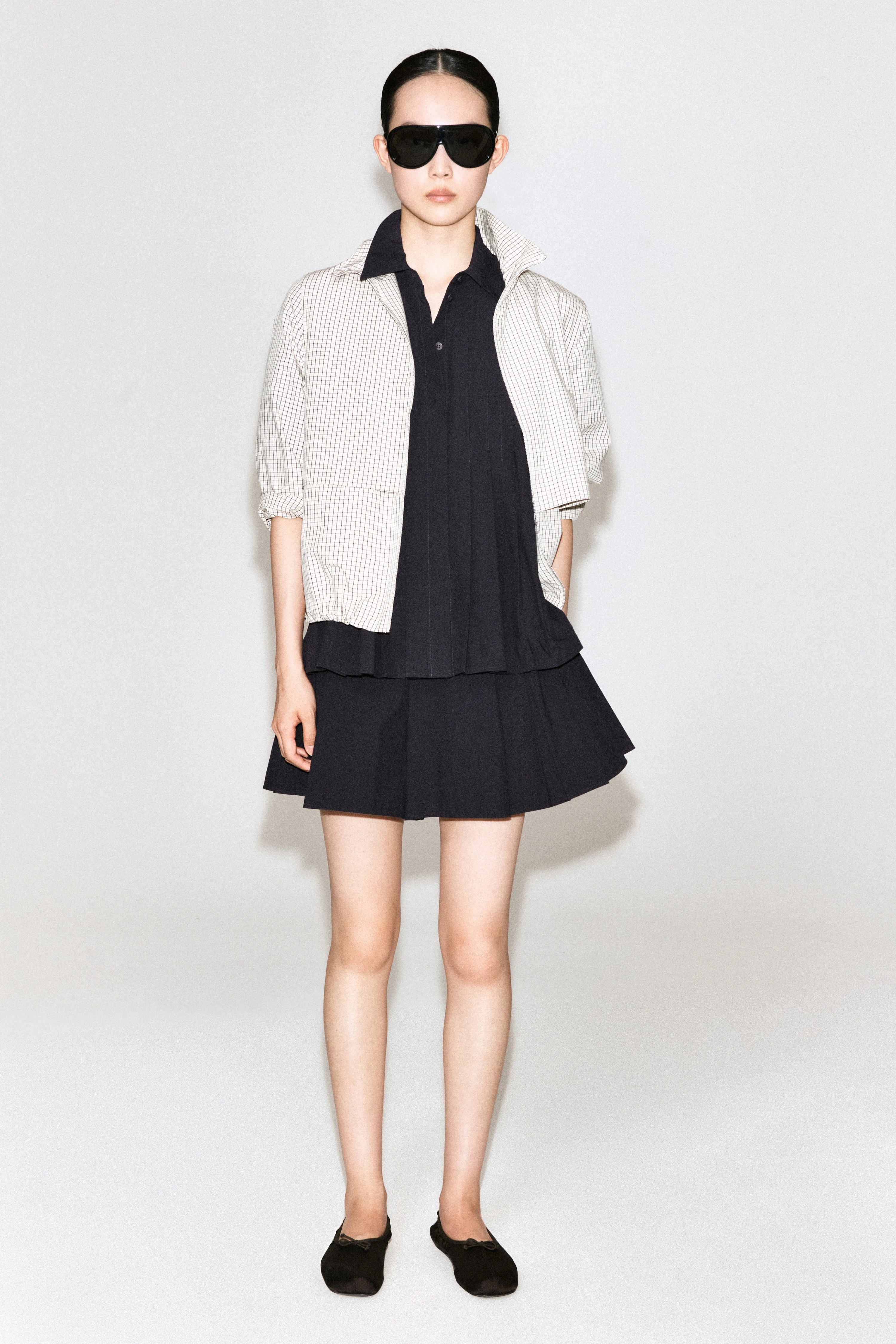 PLEATED COTTON SHORTS - 1