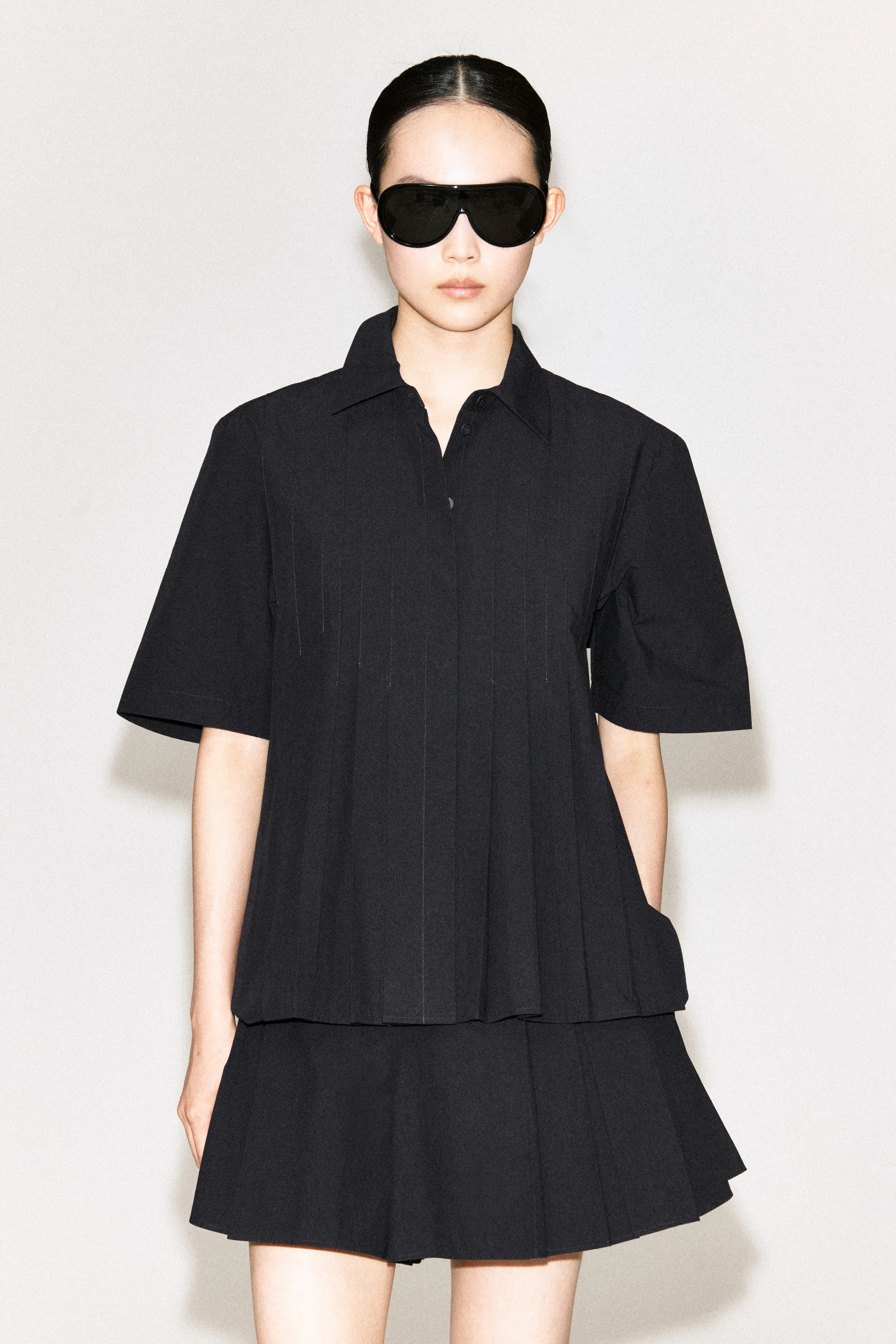 PLEATED COTTON SHORTS - 3
