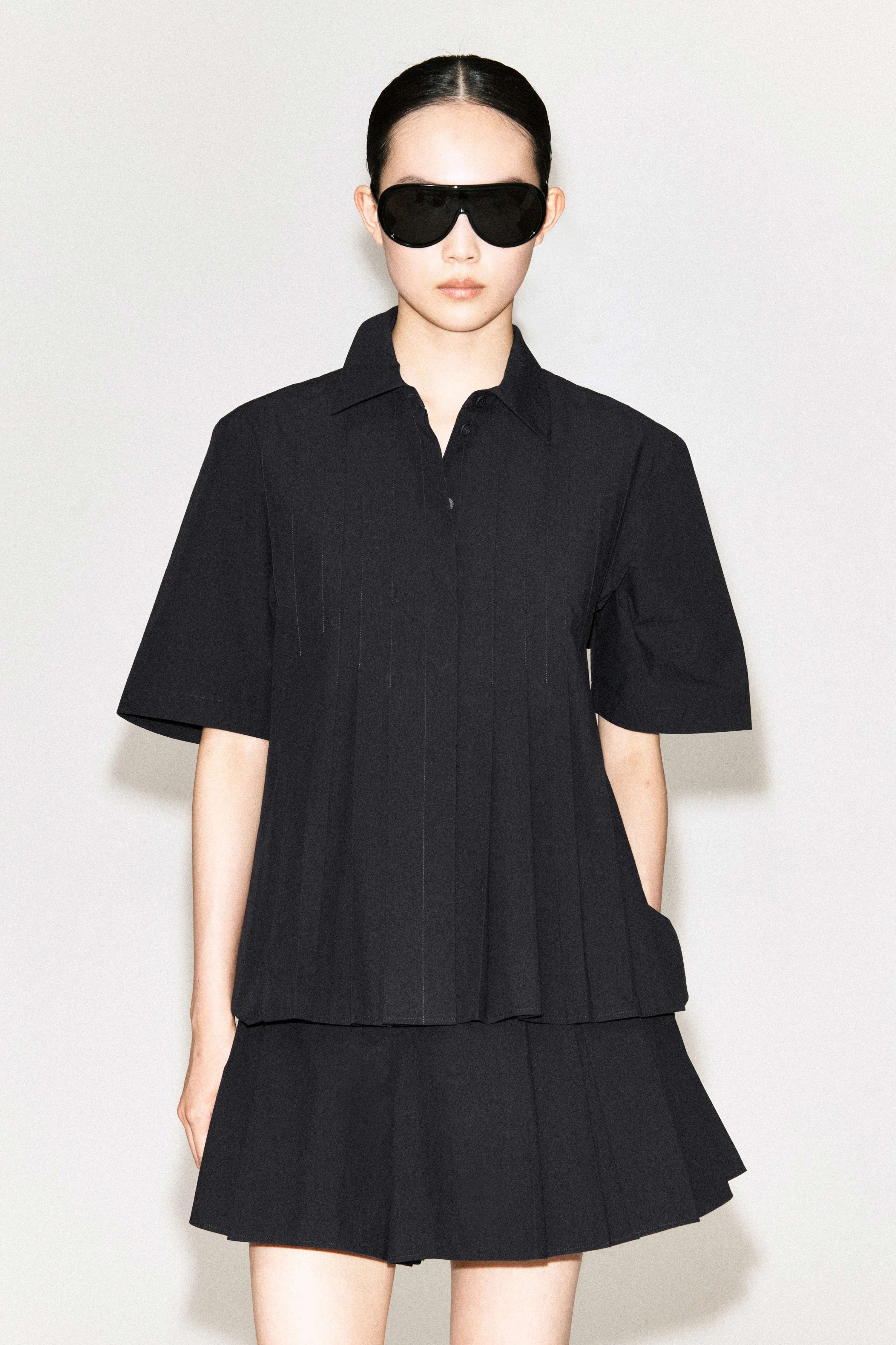 PLEATED COTTON SHORTS - 3