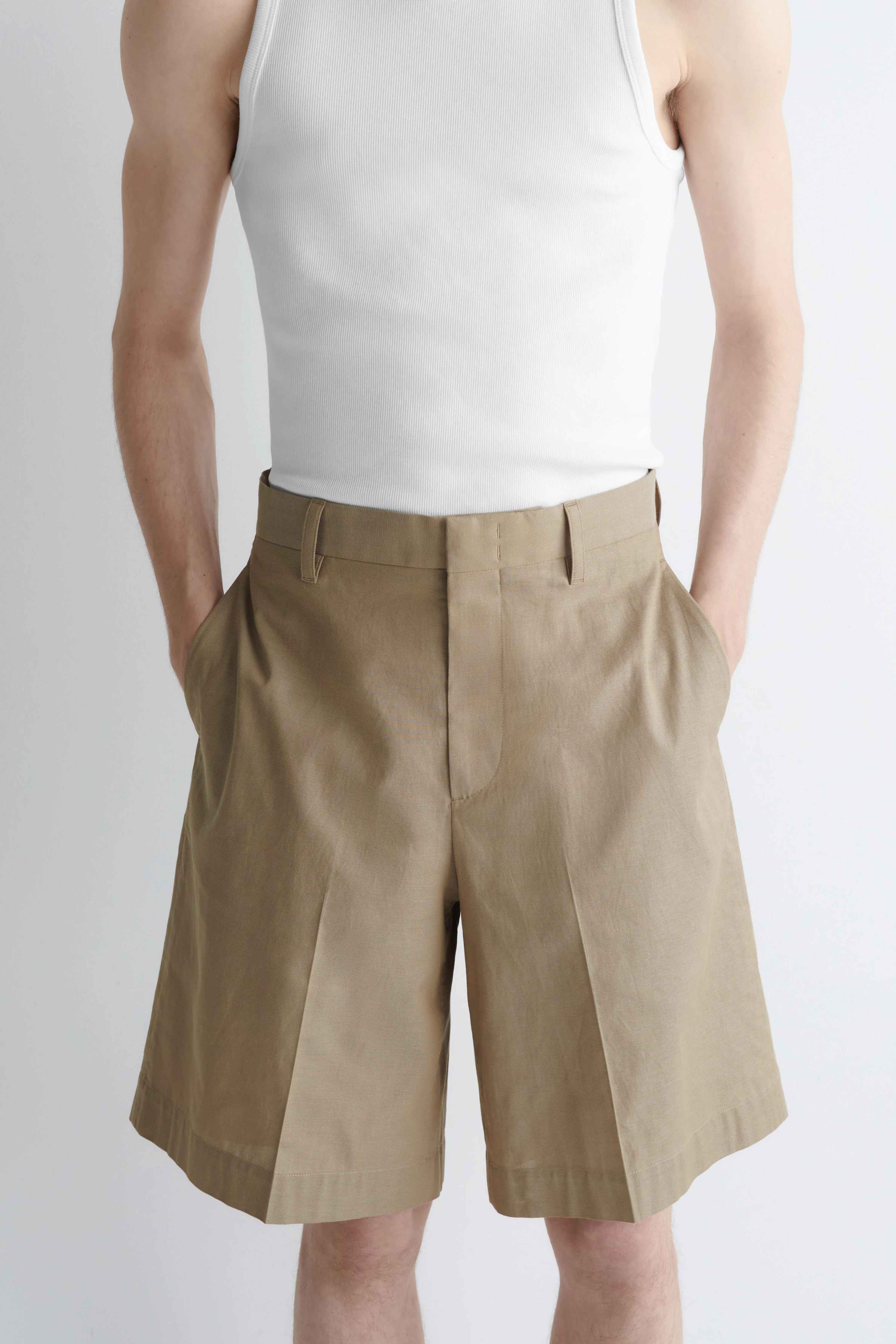 TAILORED TEXTURED-COTTON SHORTS - 3