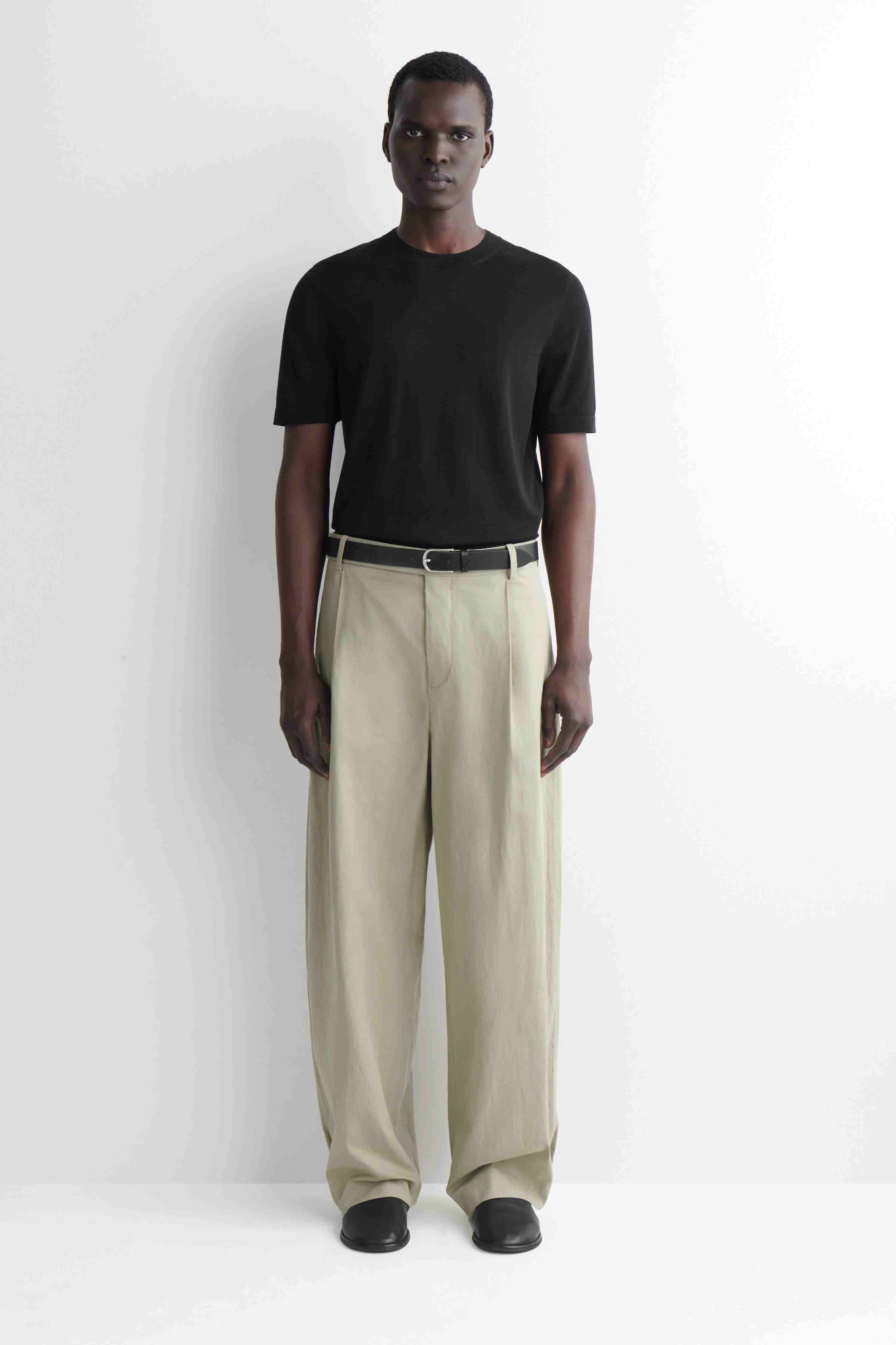 COTTON-LINEN RELAXED-FIT BARREL-LEG TROUSERS - 1